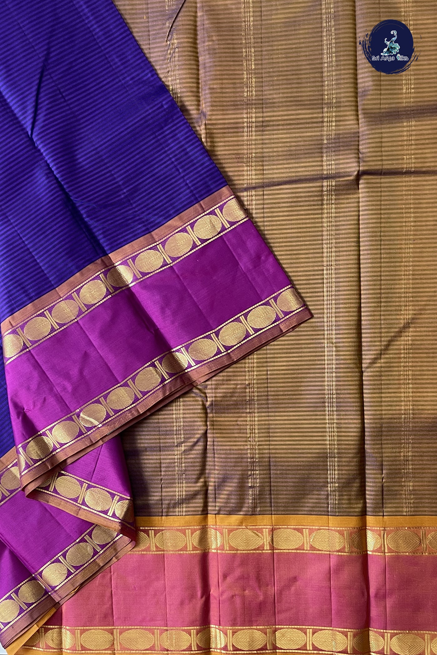 Violet Light Weight Silk Saree With Doria Lines Pattern