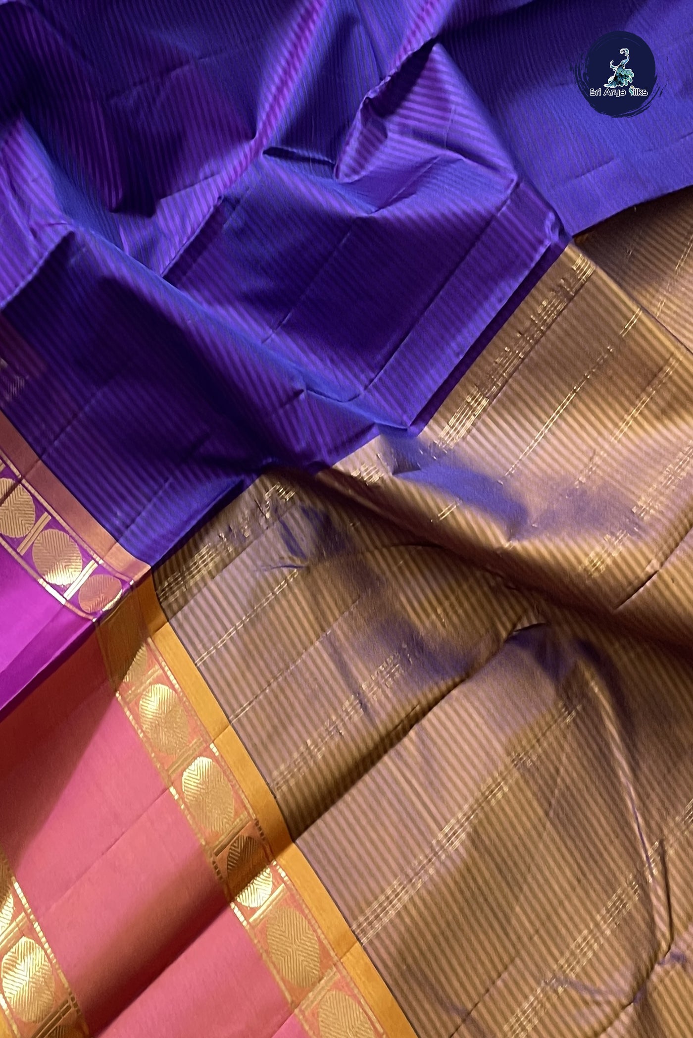 Violet Light Weight Silk Saree With Doria Lines Pattern