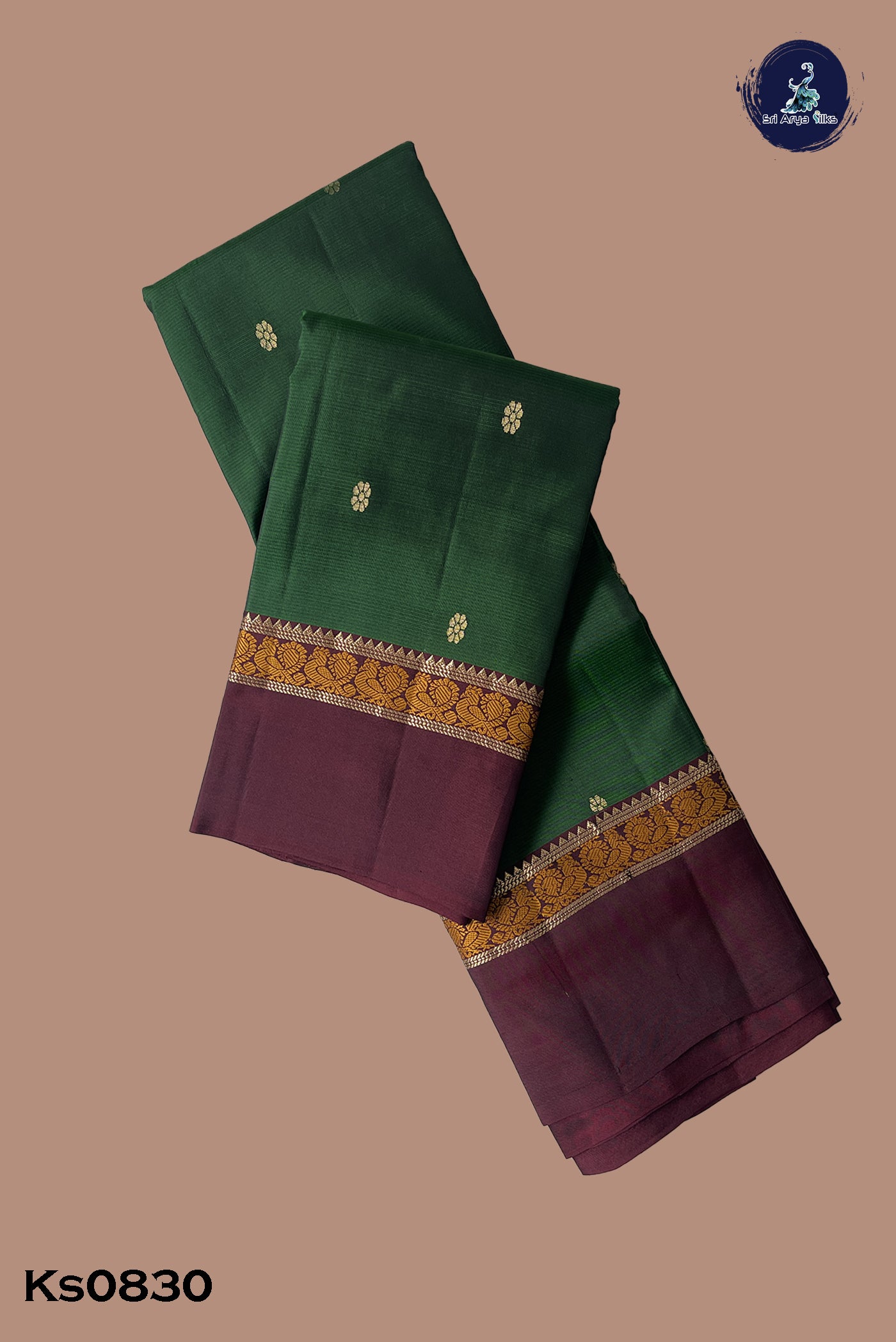 Dark Green Traditional Silk Saree With Zari Buttas Pattern