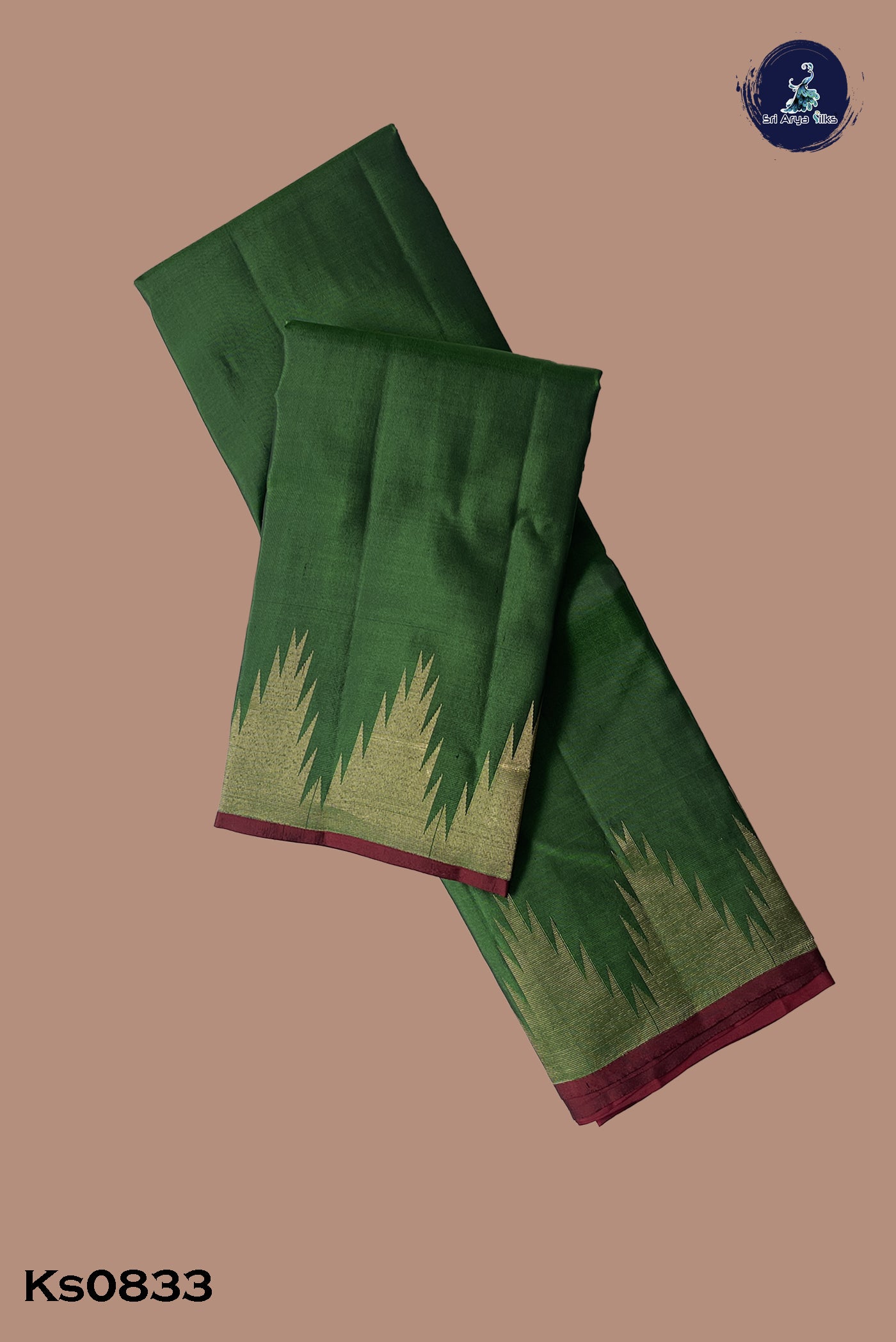 Olive Green Traditional Silk Saree With Plain Pattern