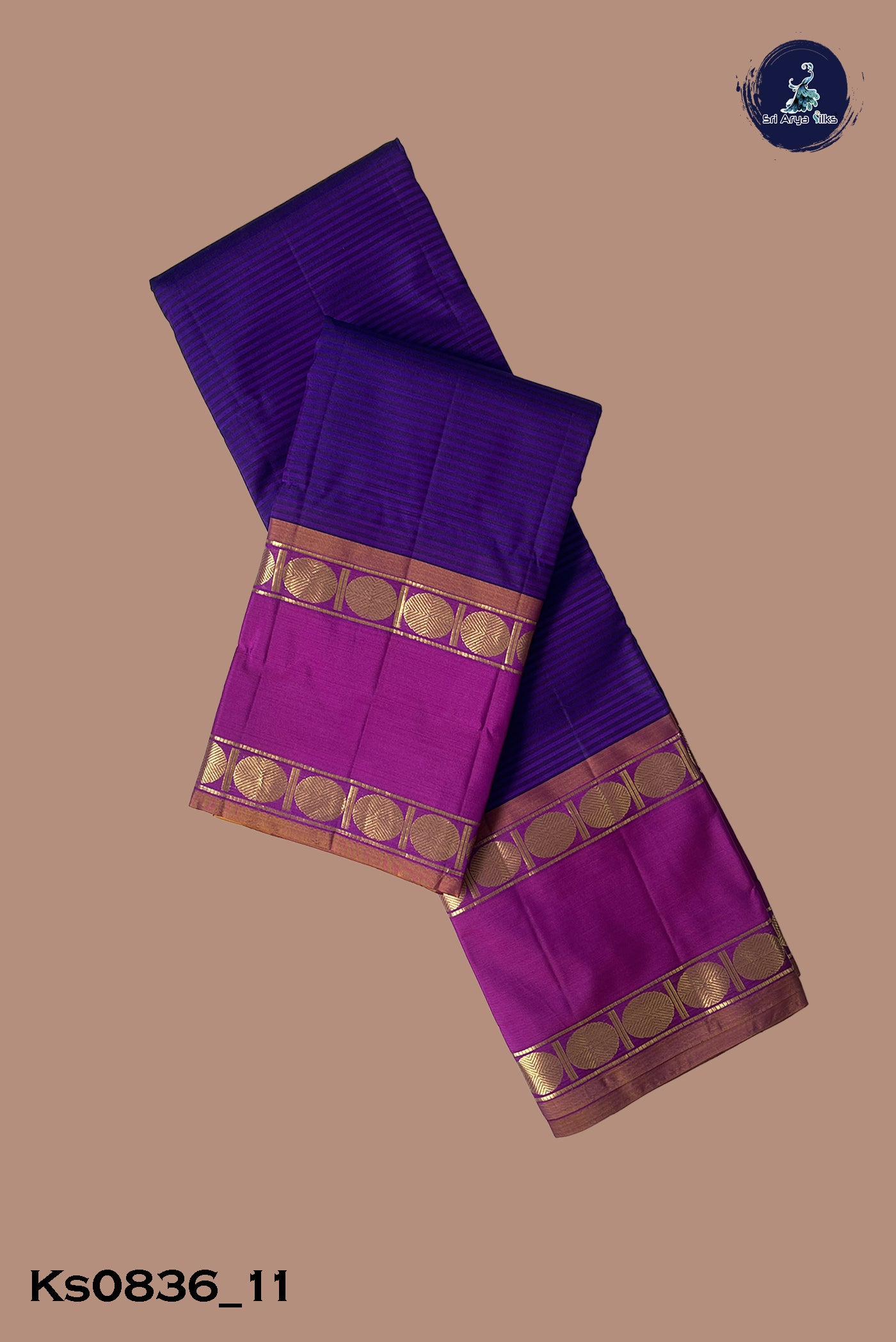 Dual Tone Purple Light Weight Silk Saree With Doria Lines Pattern