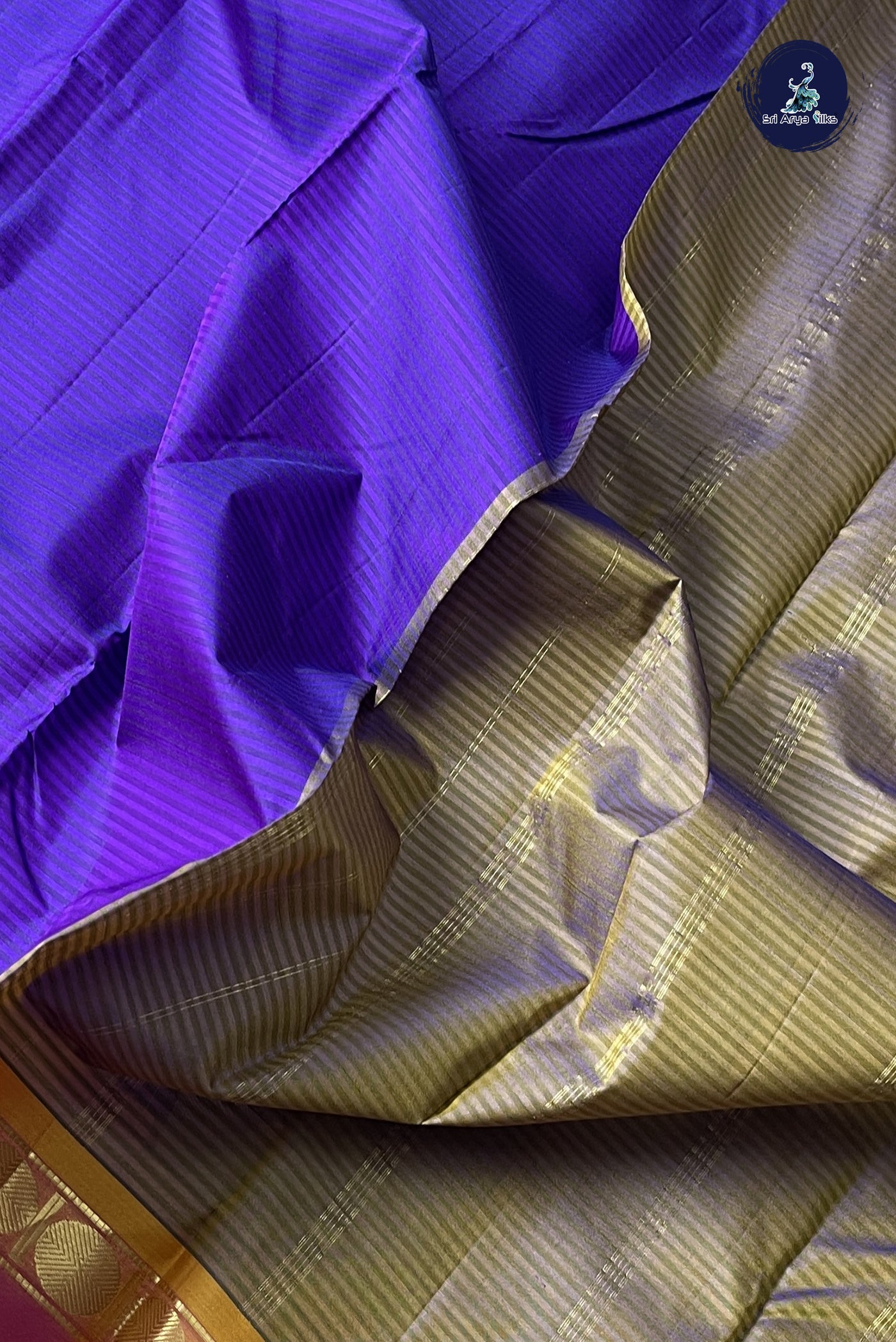 Dual Tone Purple Light Weight Silk Saree With Doria Lines Pattern