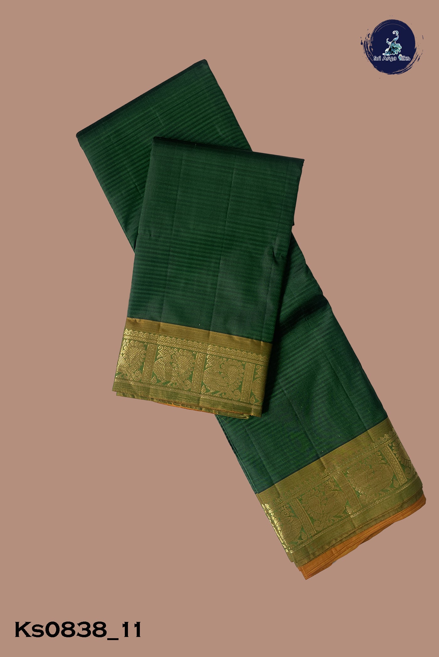 Green Light Weight Silk Saree With Doria Lines Pattern