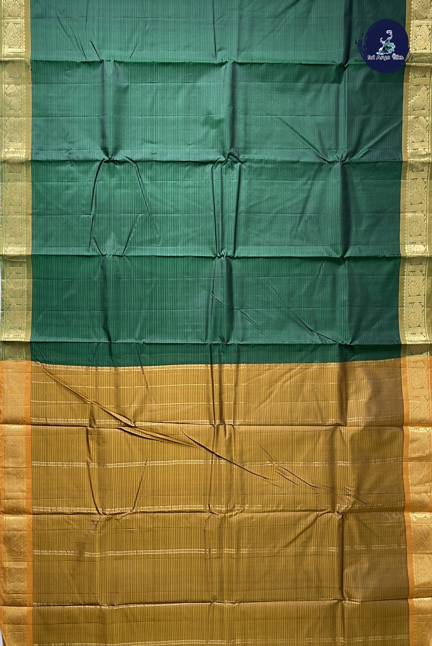 Green Light Weight Silk Saree With Doria Lines Pattern