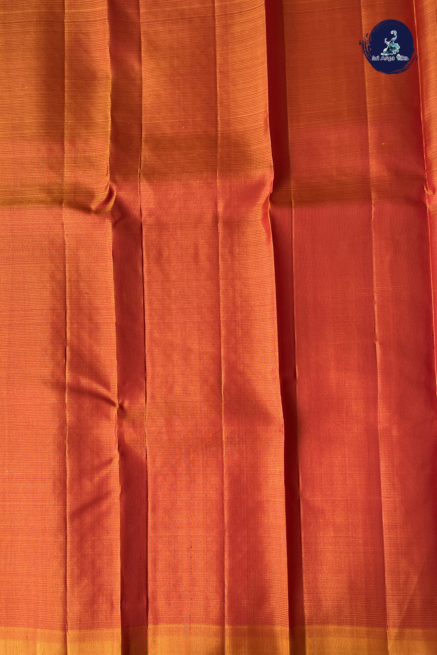 Brick Red Light Weight Silk Saree With Stripes Pattern