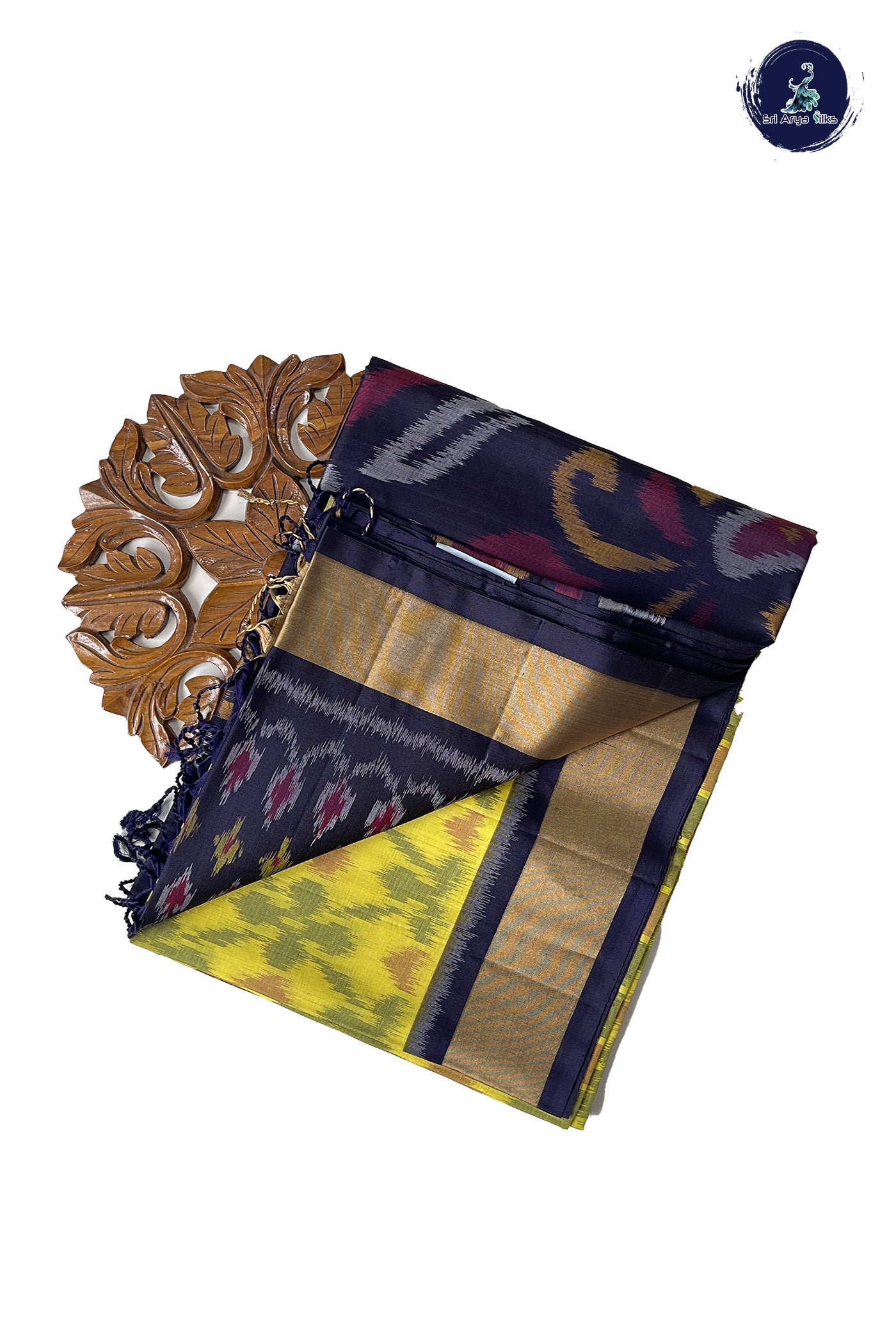 Yellow Pochampally Saree With Ikat Pattern