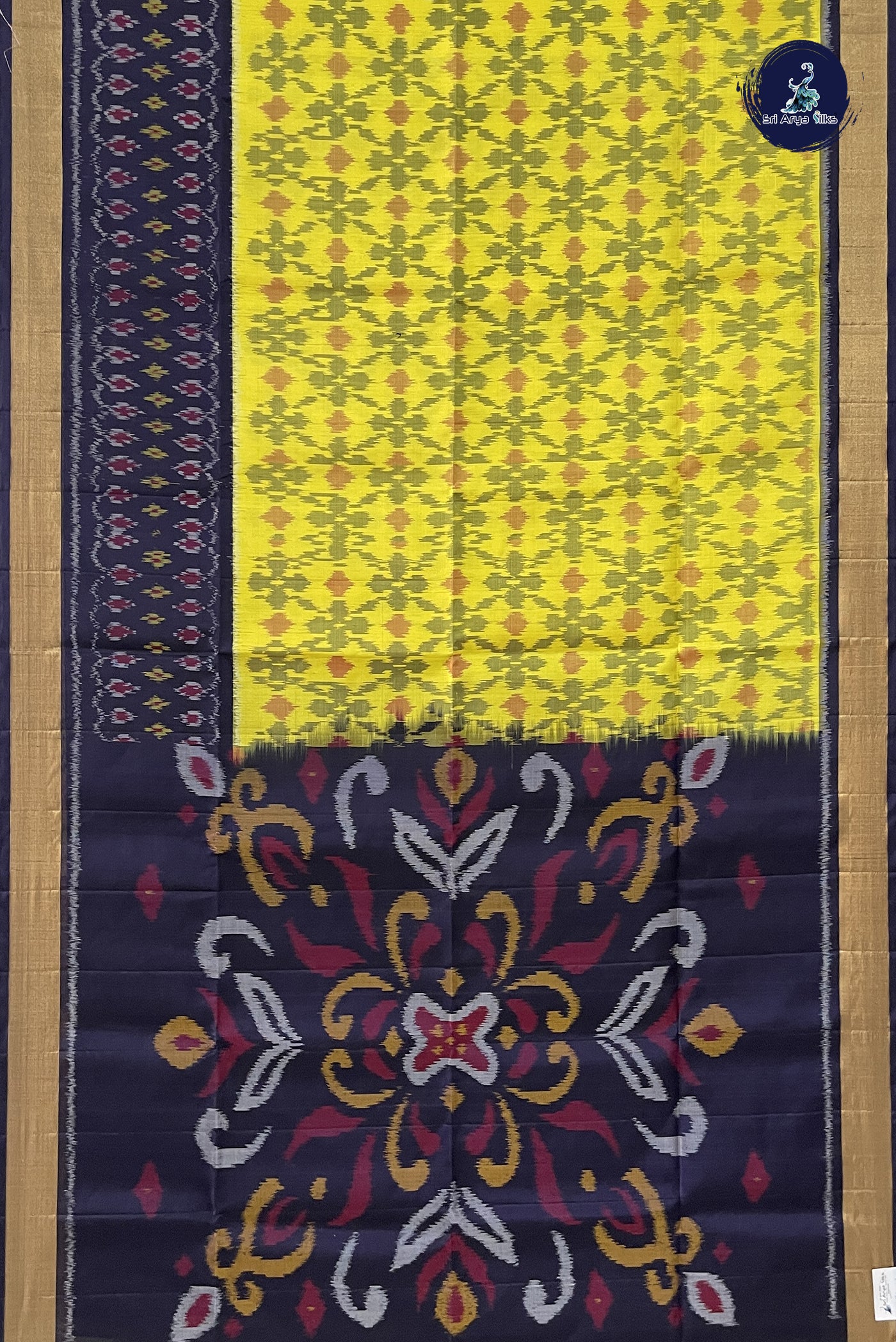 Yellow Pochampally Saree With Ikat Pattern