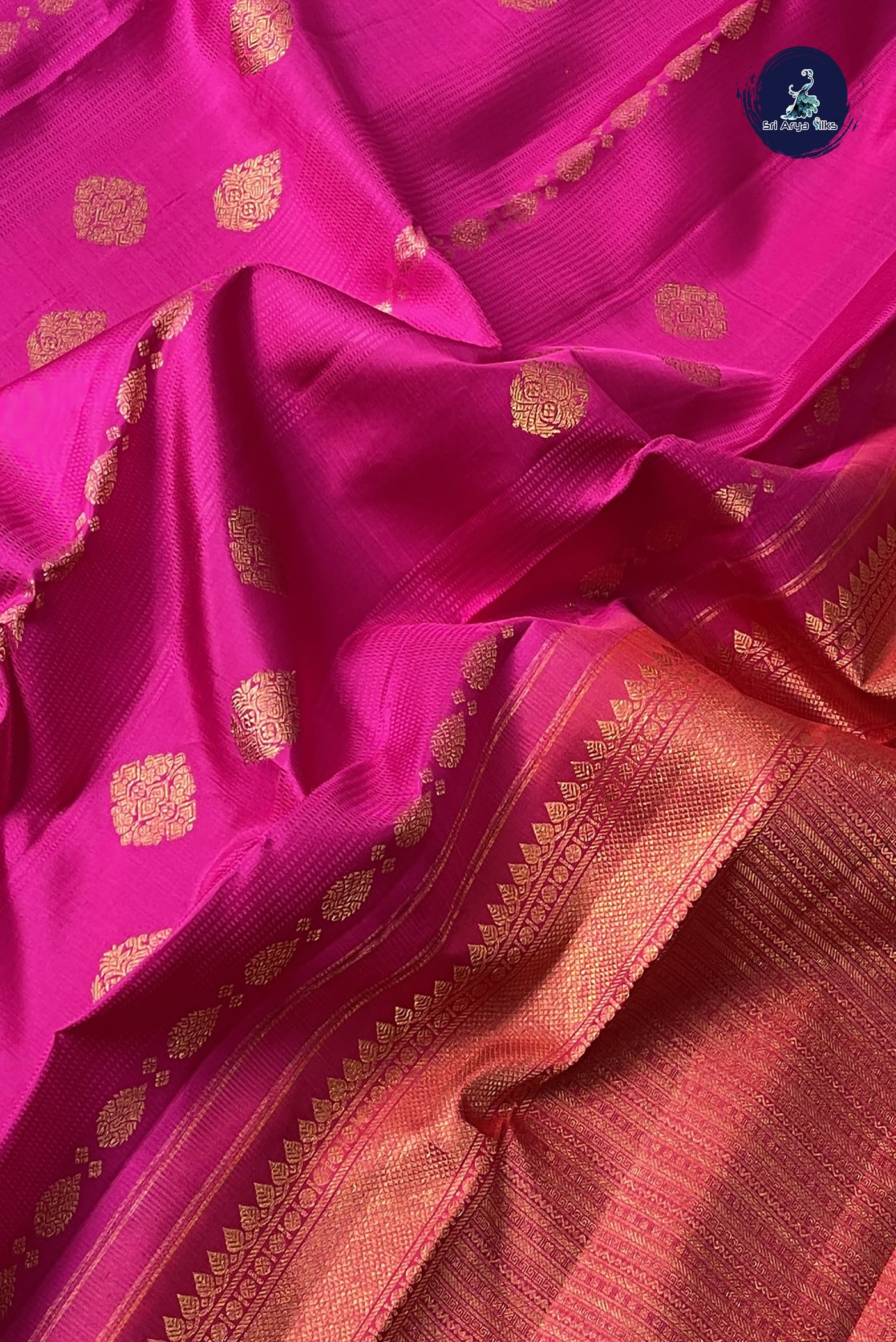 Magenta Pink Brocade Silk Saree With Embossed Pattern