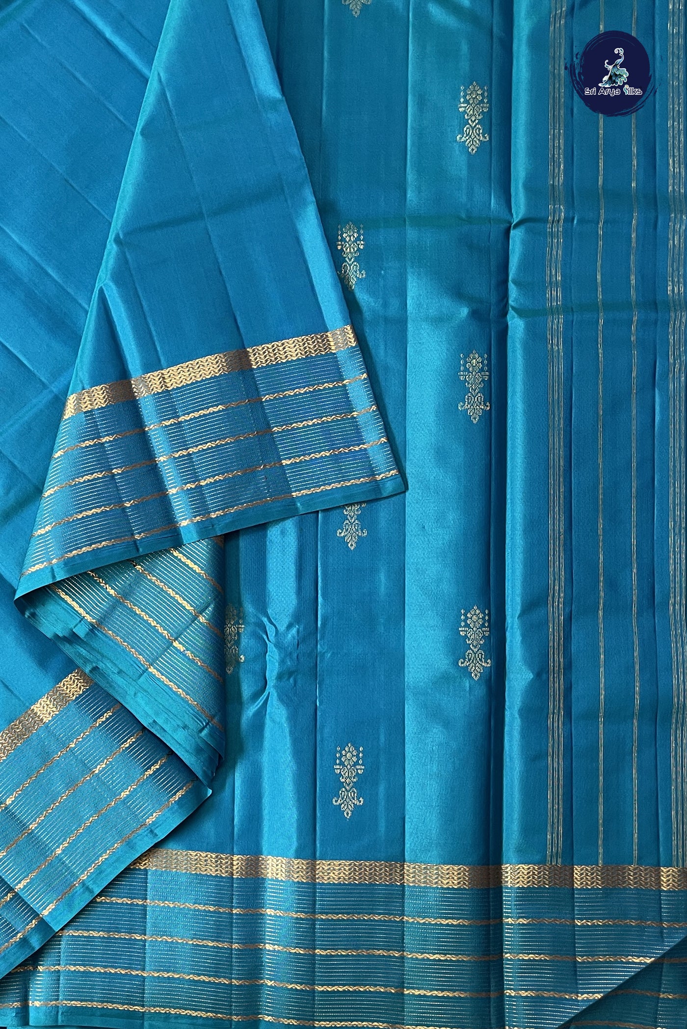 Light Blue Light Weight Silk Saree With Zari Buttas Pattern