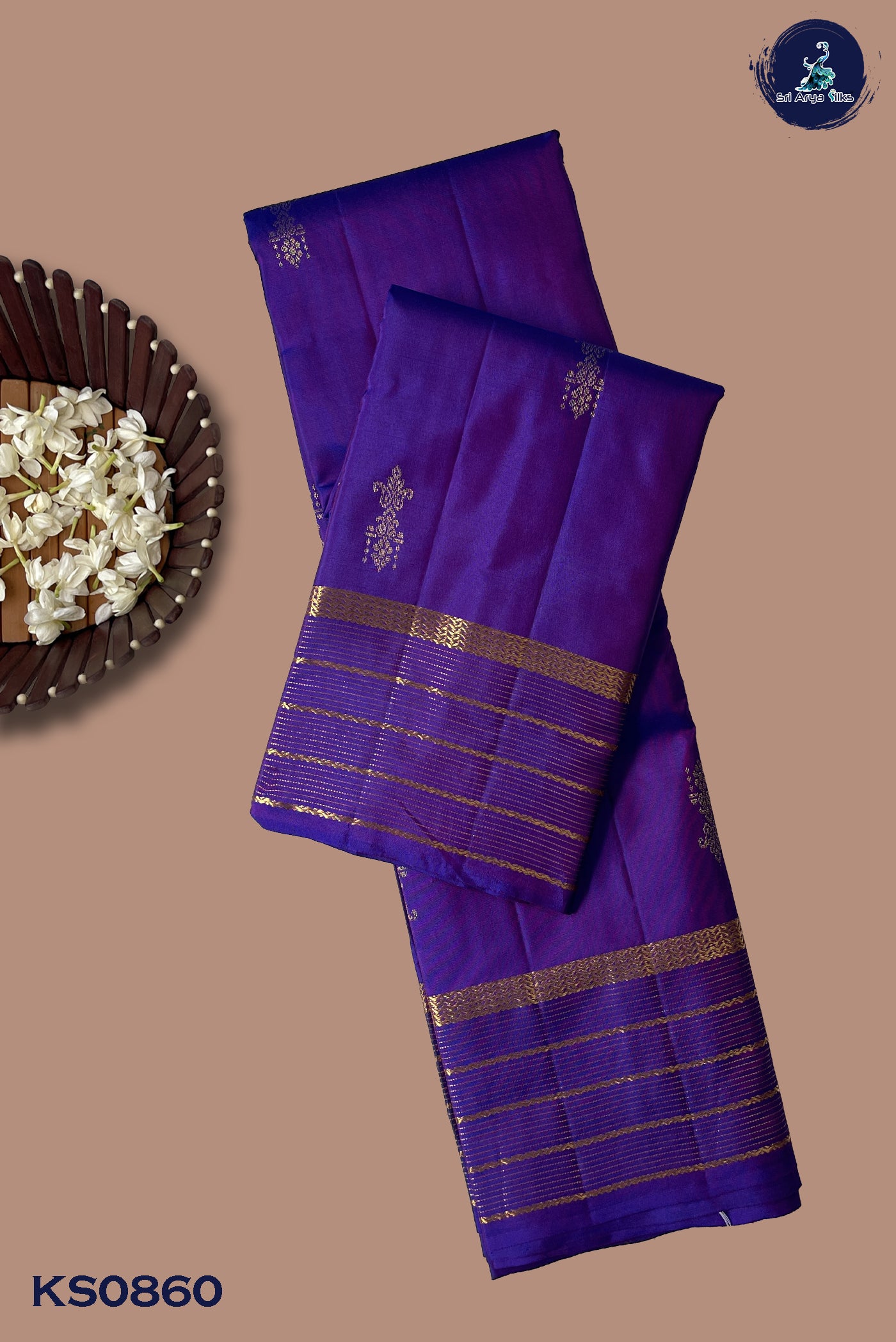 Purple Light Weight Silk Saree With Zari Buttas Pattern