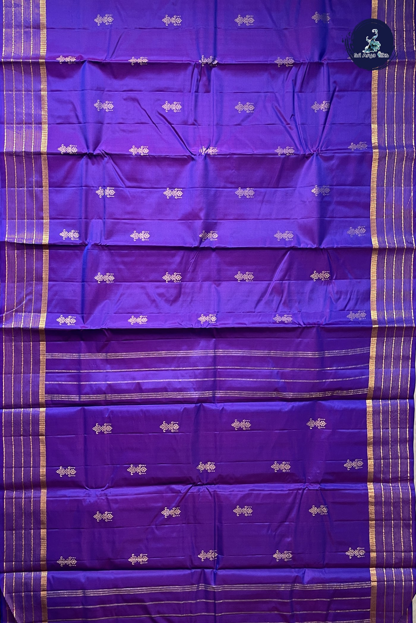 Purple Light Weight Silk Saree With Zari Buttas Pattern