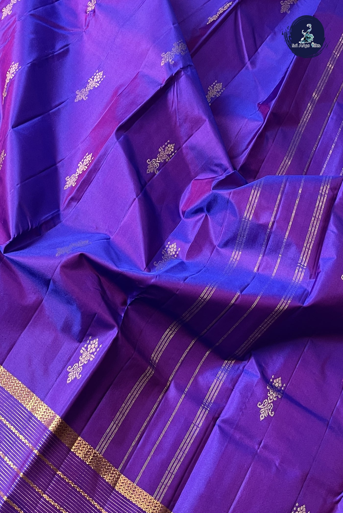 Purple Light Weight Silk Saree With Zari Buttas Pattern