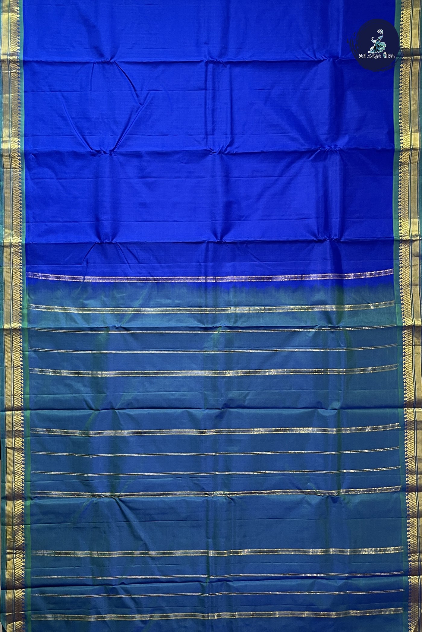 Electric Blue Light Weight Silk Saree With Plain Pattern