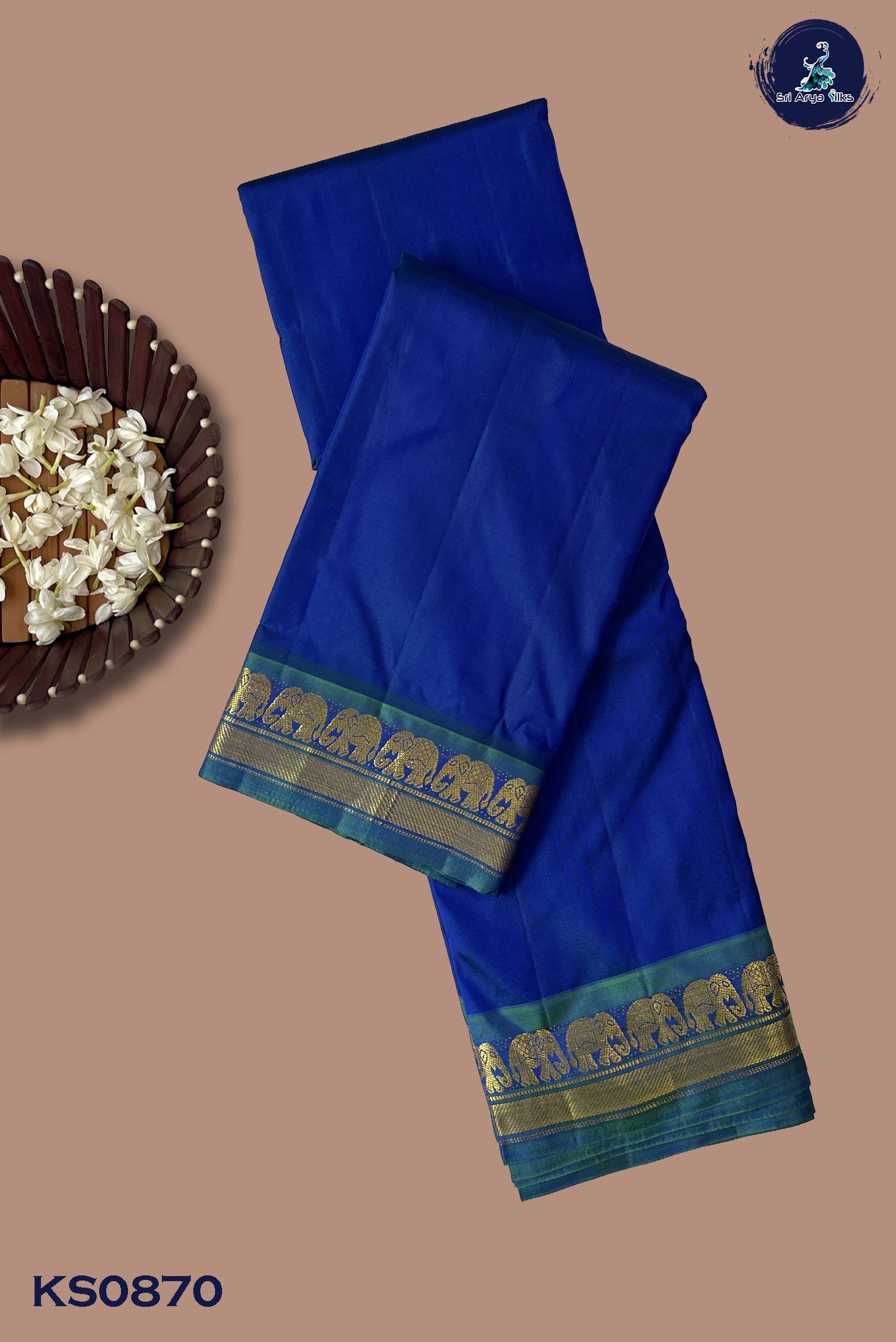 Dark Blue Light Weight Silk Saree With Plain Pattern