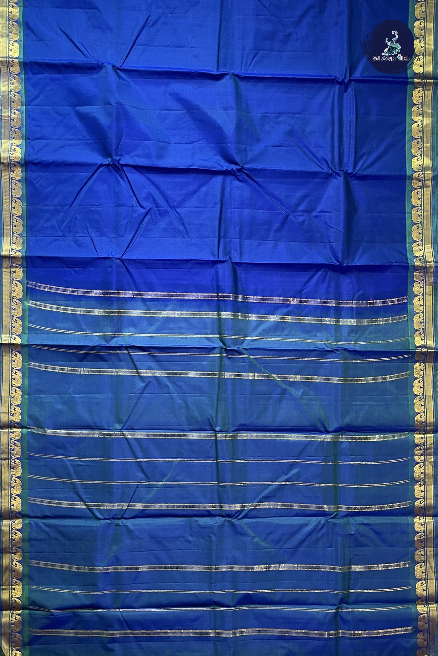 Dark Blue Light Weight Silk Saree With Plain Pattern