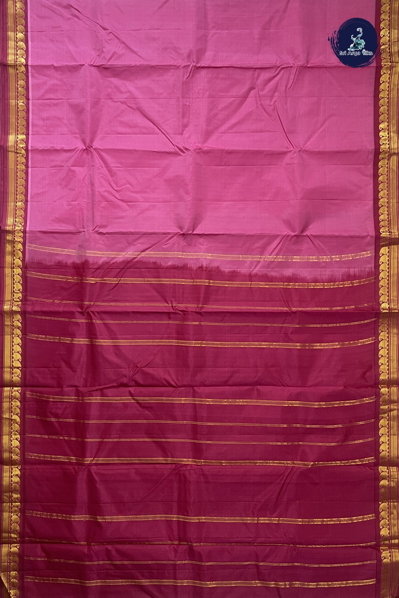 Light Pink Light Weight Silk Saree With Plain Pattern