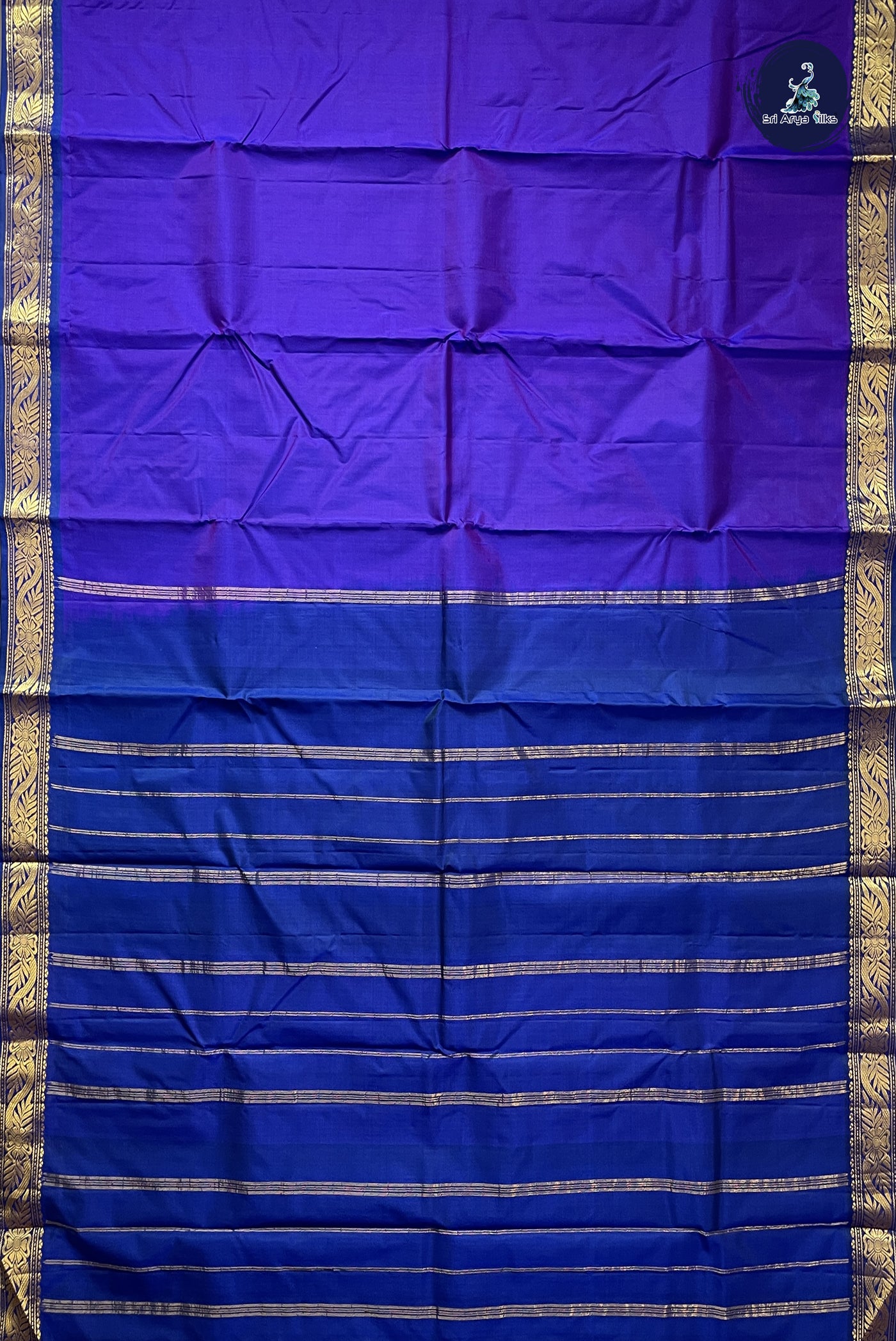 Violet Light Weight Silk Saree With Plain Pattern