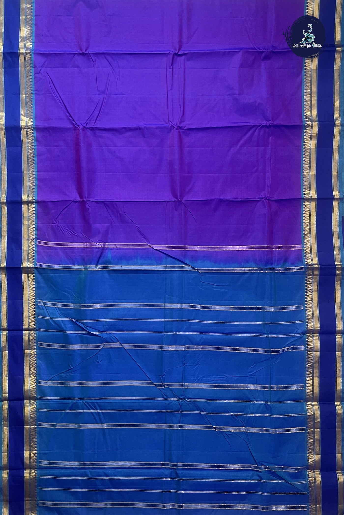 Blusih Purple Light Weight Silk Saree With Plain Pattern