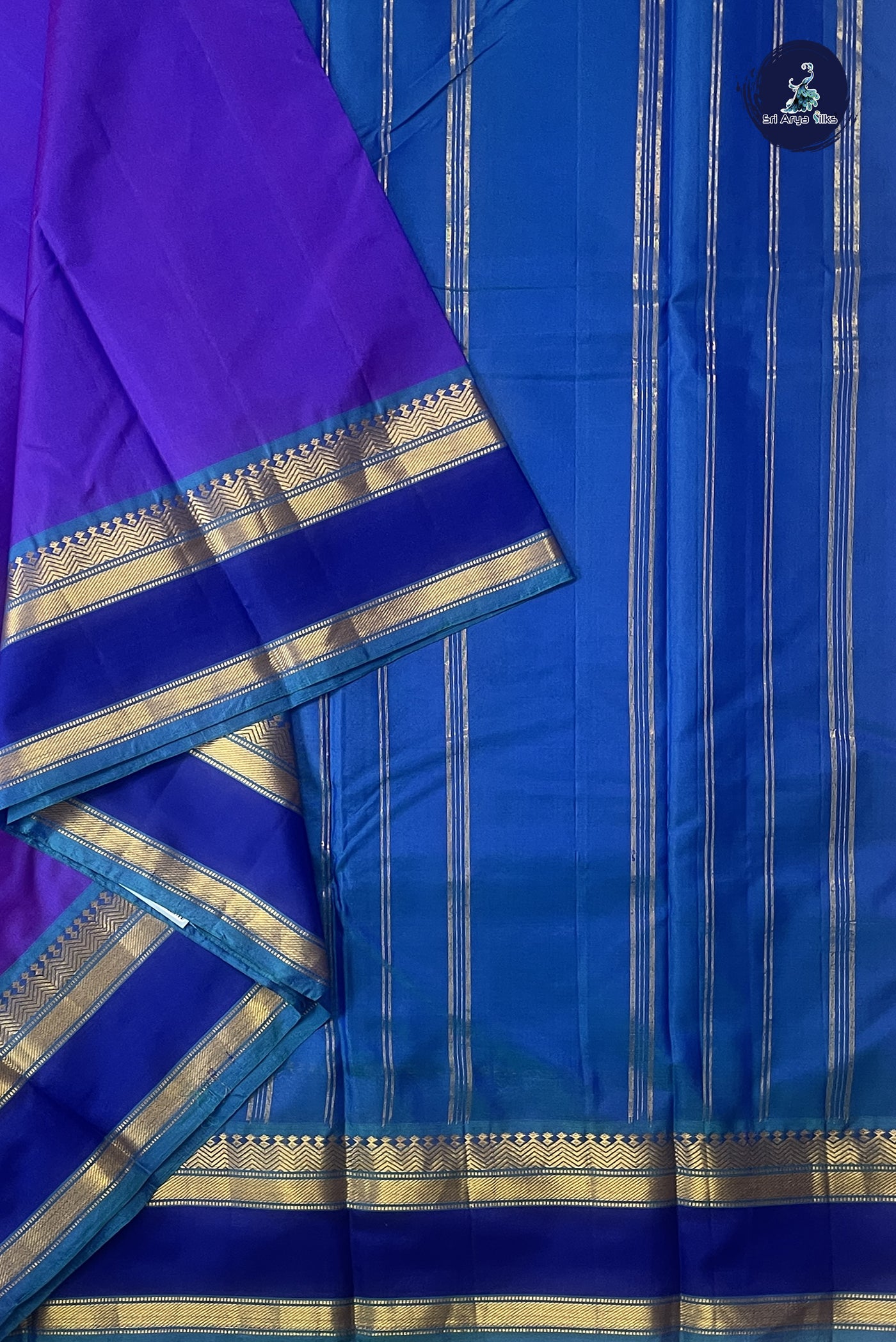 Blusih Purple Light Weight Silk Saree With Plain Pattern