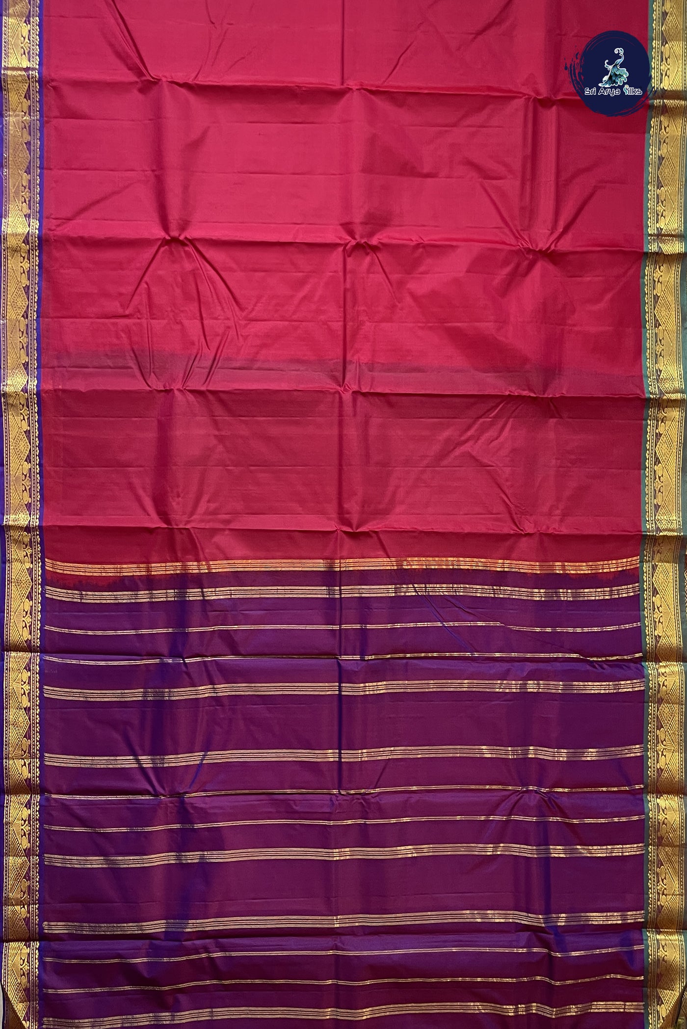 Brick Red Light Weight Silk Saree With Plain Pattern