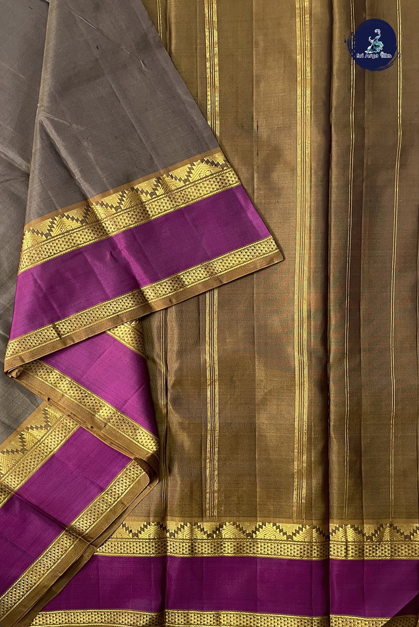 Light Brown Light Weight Silk Saree With Plain Pattern