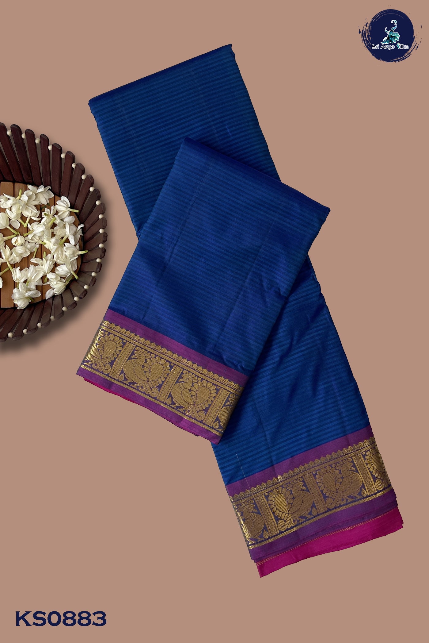 Dual Tone Blue Light Weight Silk Saree With Plain Pattern