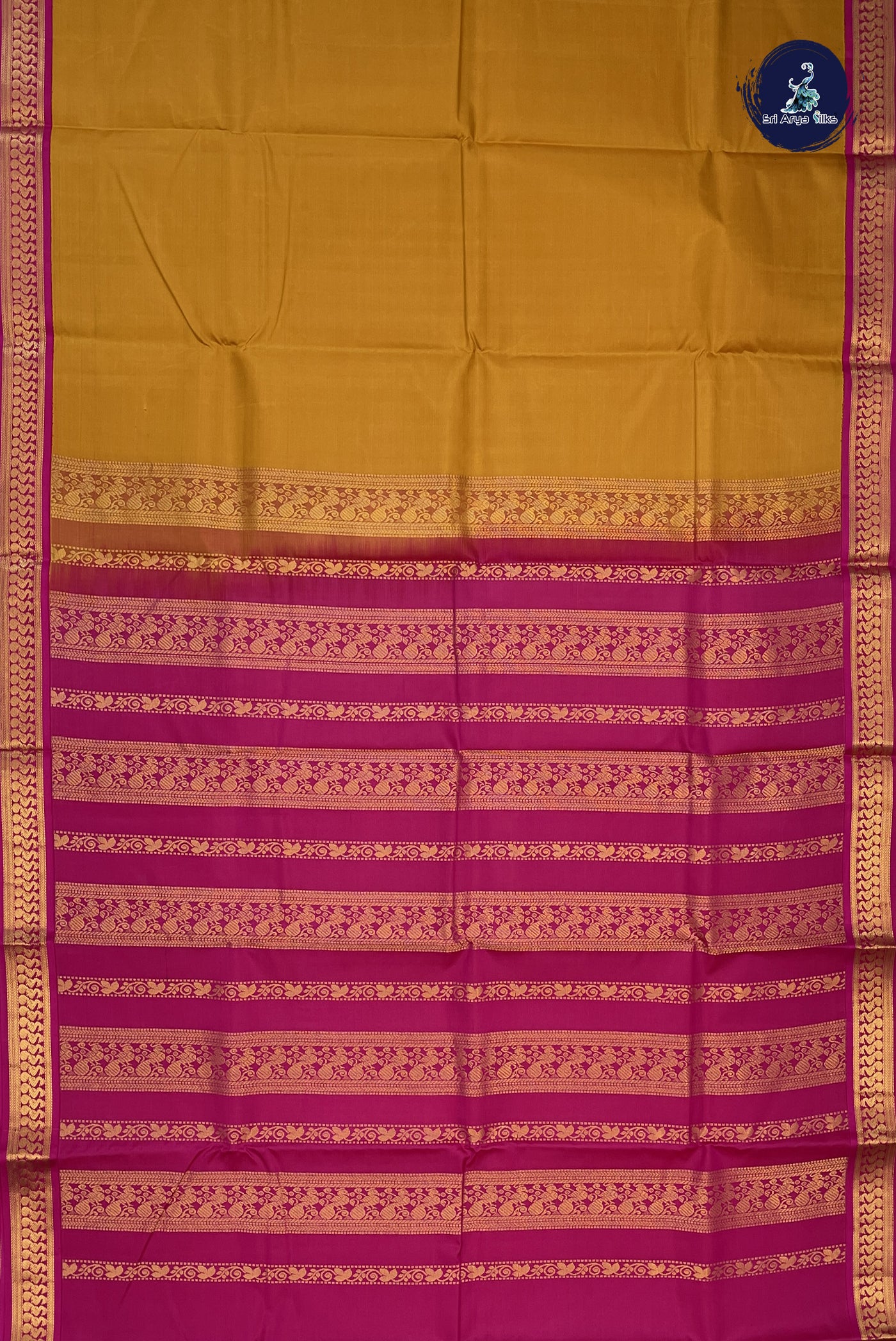 Mustard Yellow Light Weight Traditional Silk Saree With Plain Pattern