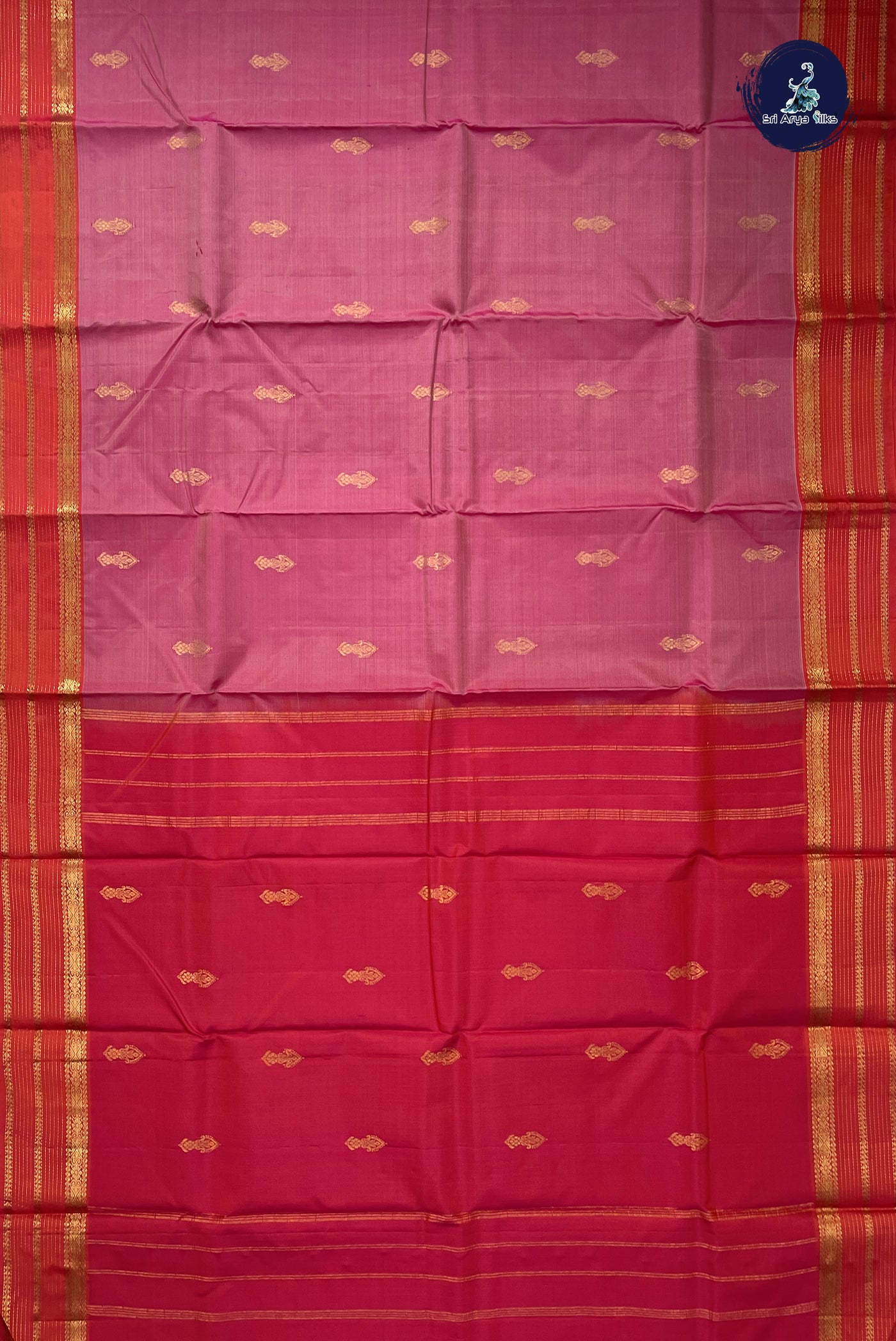 Lotus Pink Light Weight Silk Saree With Zari Buttas Pattern