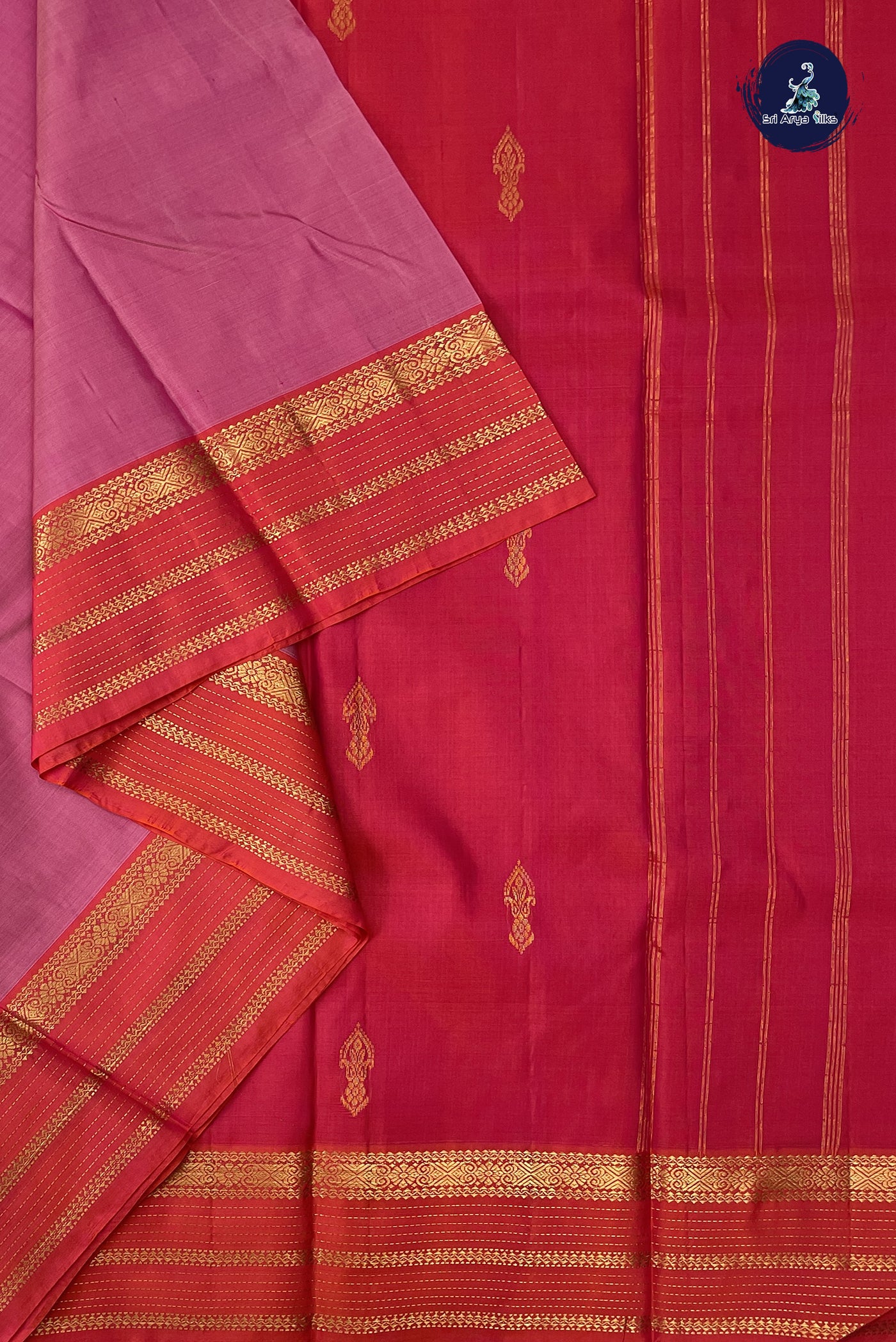 Lotus Pink Light Weight Silk Saree With Zari Buttas Pattern