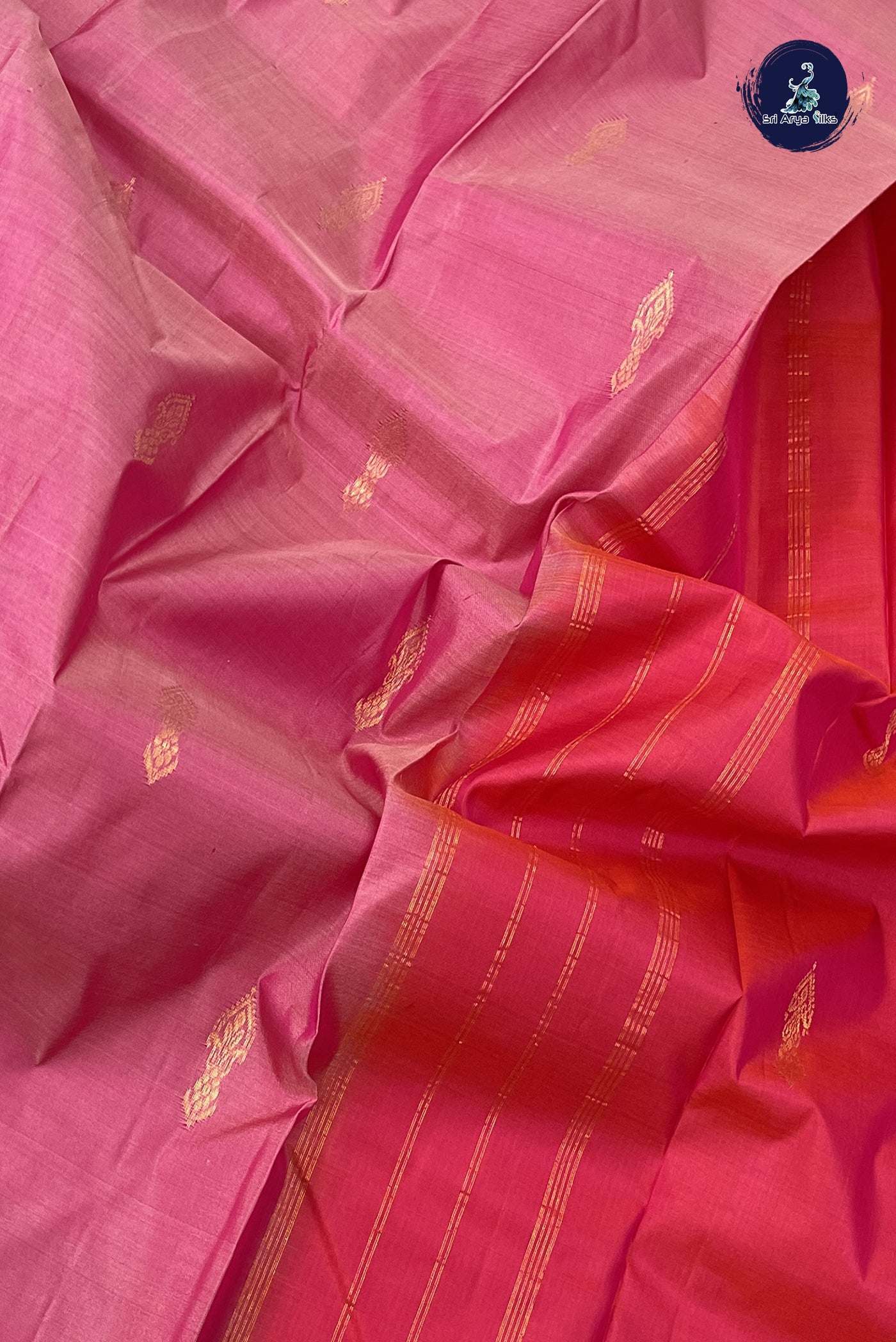 Lotus Pink Light Weight Silk Saree With Zari Buttas Pattern