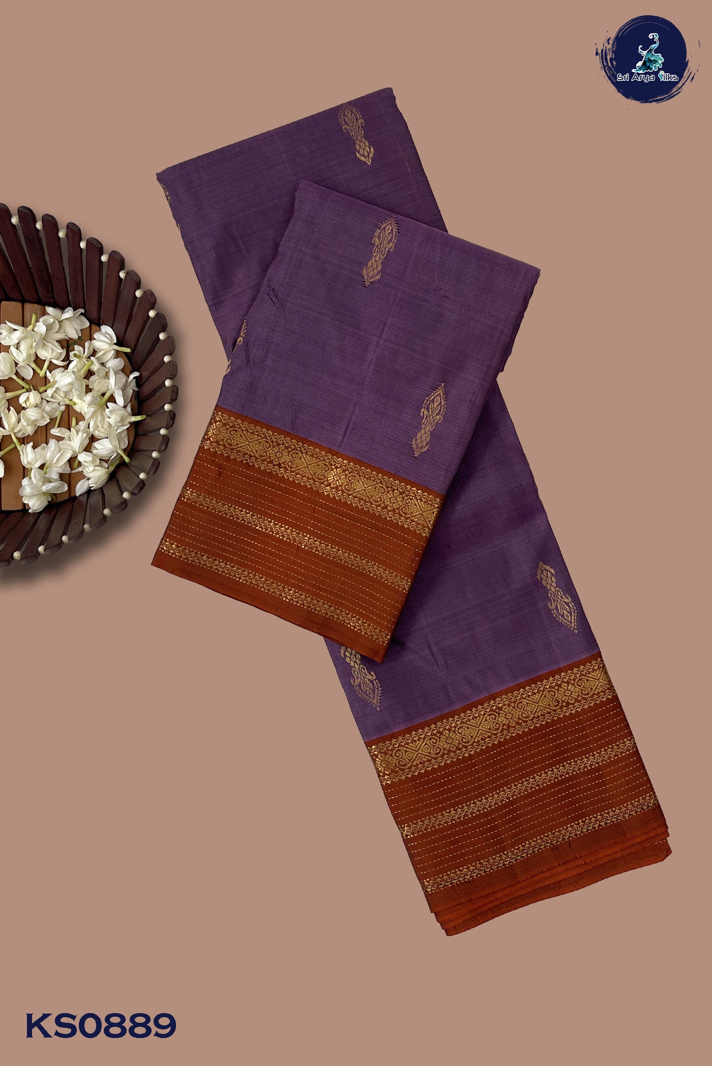 Mauve Light Weight Silk Saree With Zari Buttas Pattern