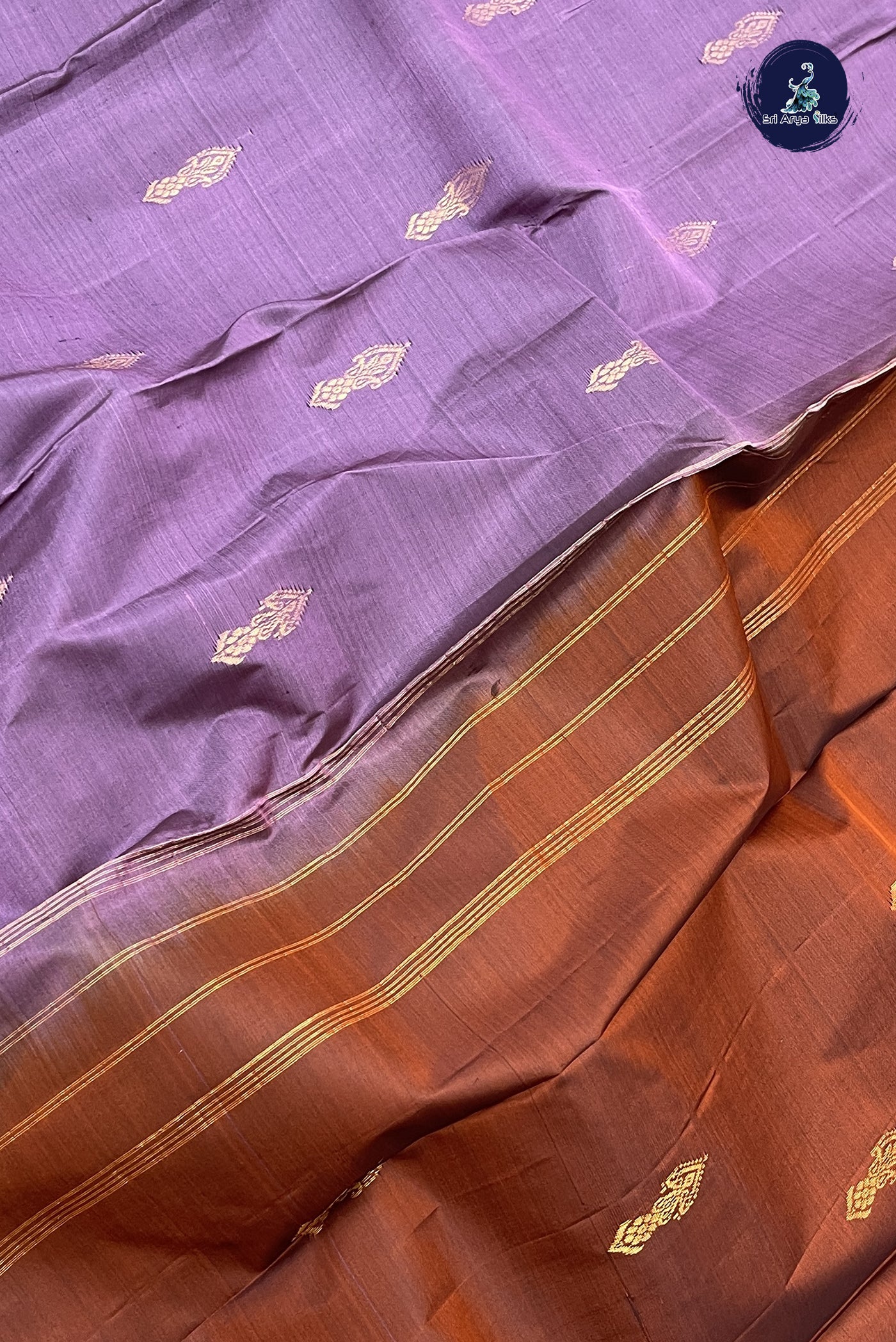 Mauve Light Weight Silk Saree With Zari Buttas Pattern