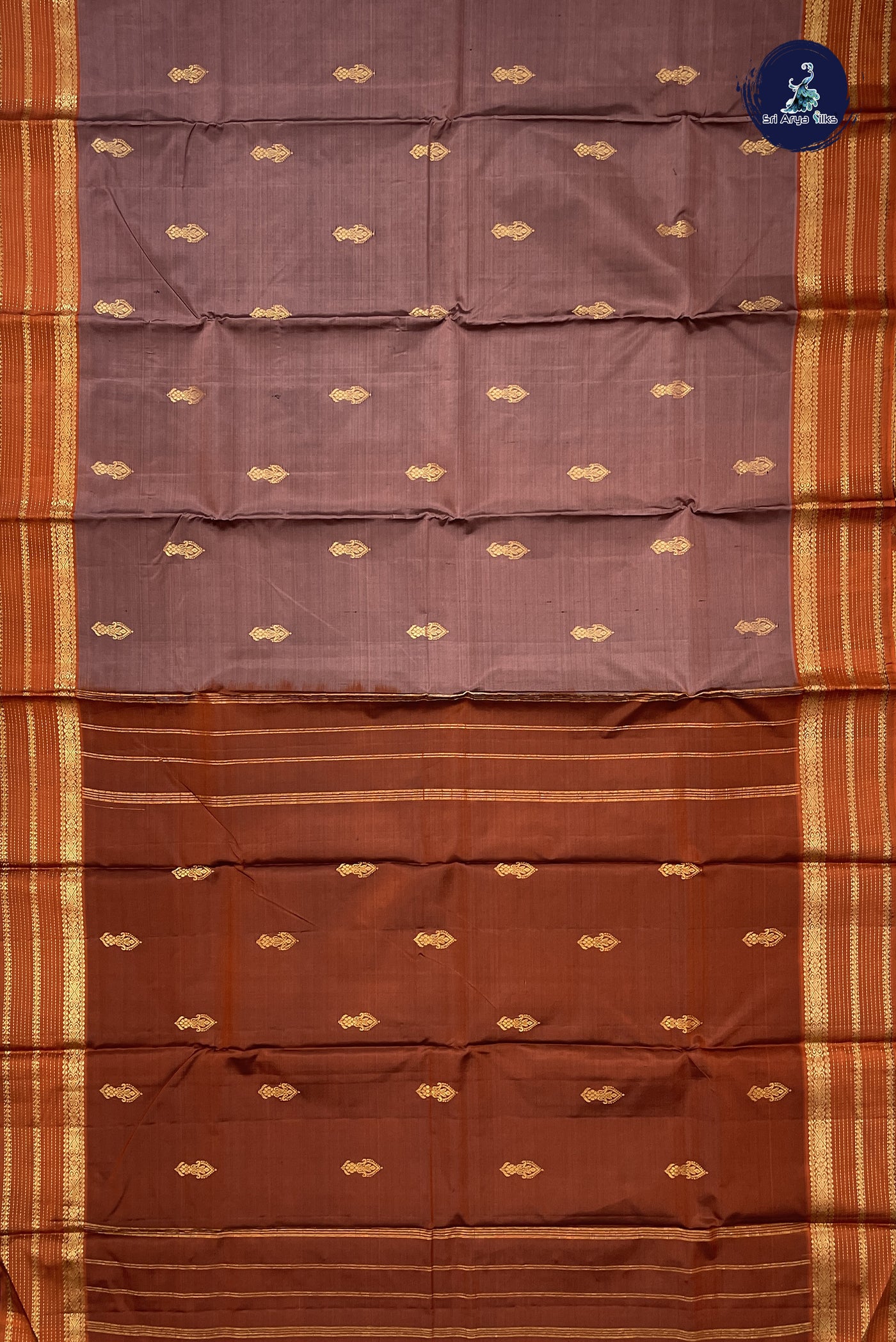 Caramel Pink Light Weight Silk Saree With Zari Buttas Pattern