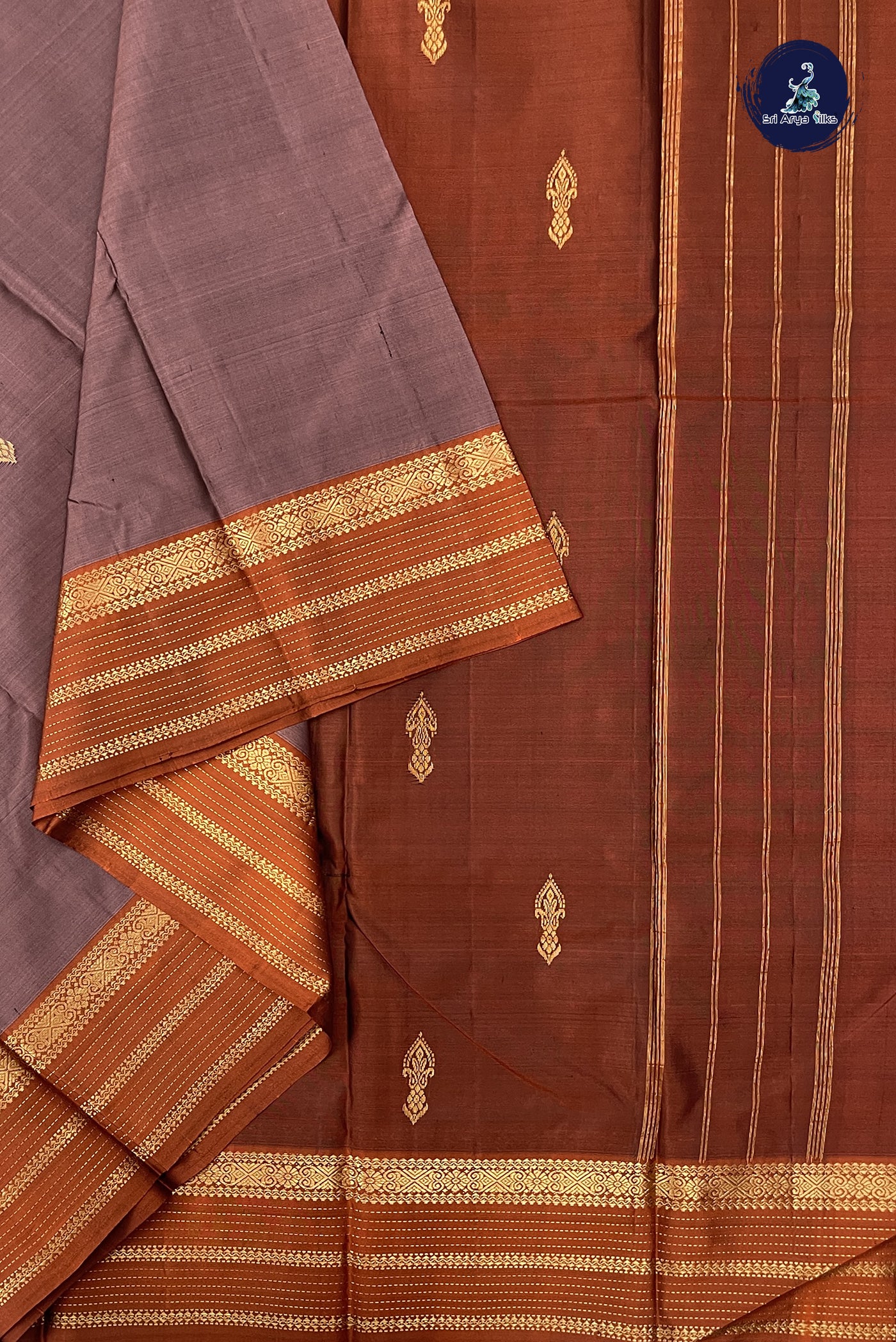 Caramel Pink Light Weight Silk Saree With Zari Buttas Pattern