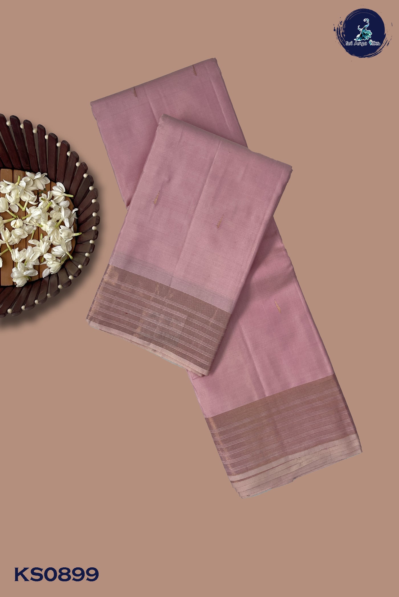 Light Pink Light Weight Silk Saree With MalliMottu Butaa Pattern