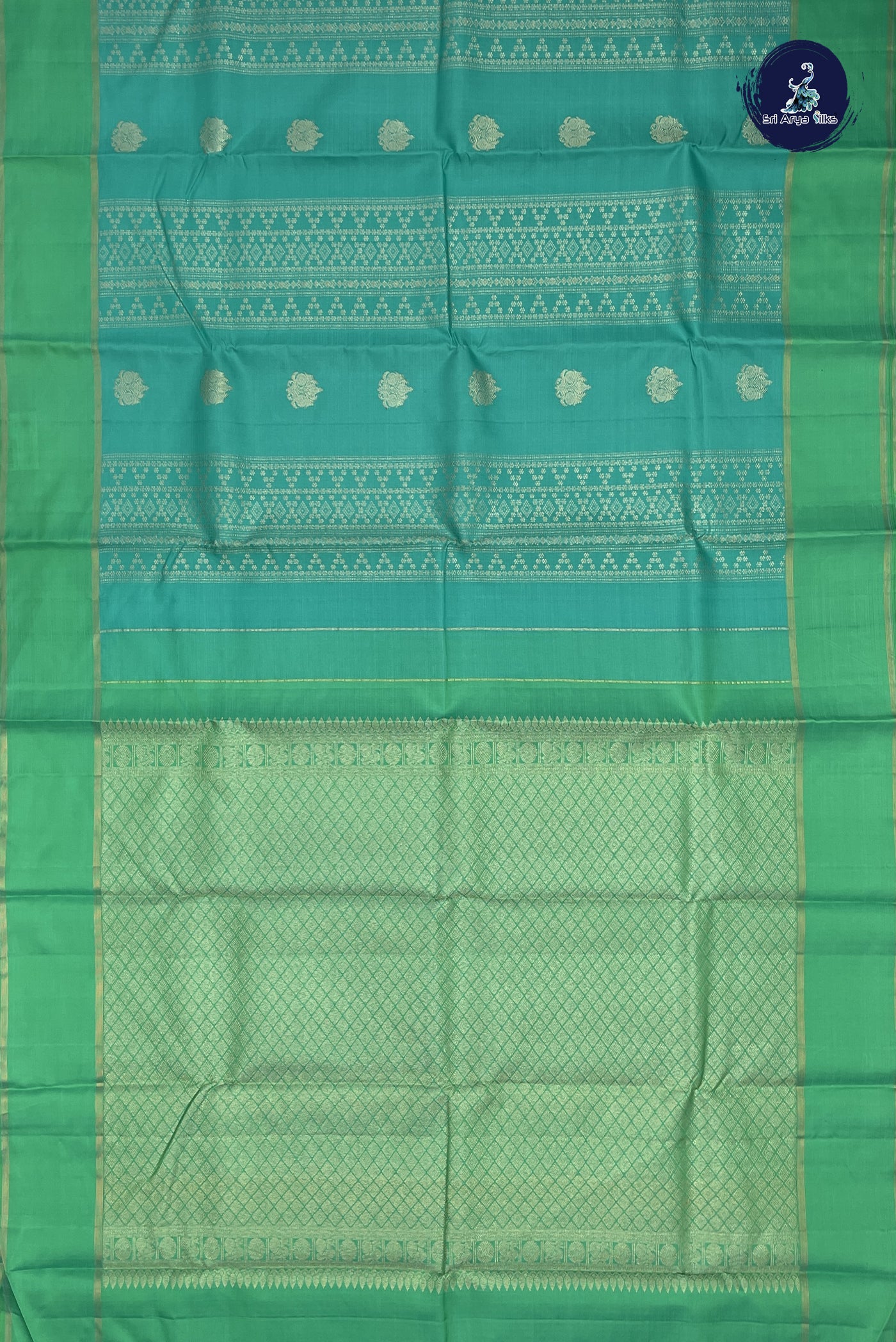 Sea Green Bridal Silk Saree With Jacquard Pattern