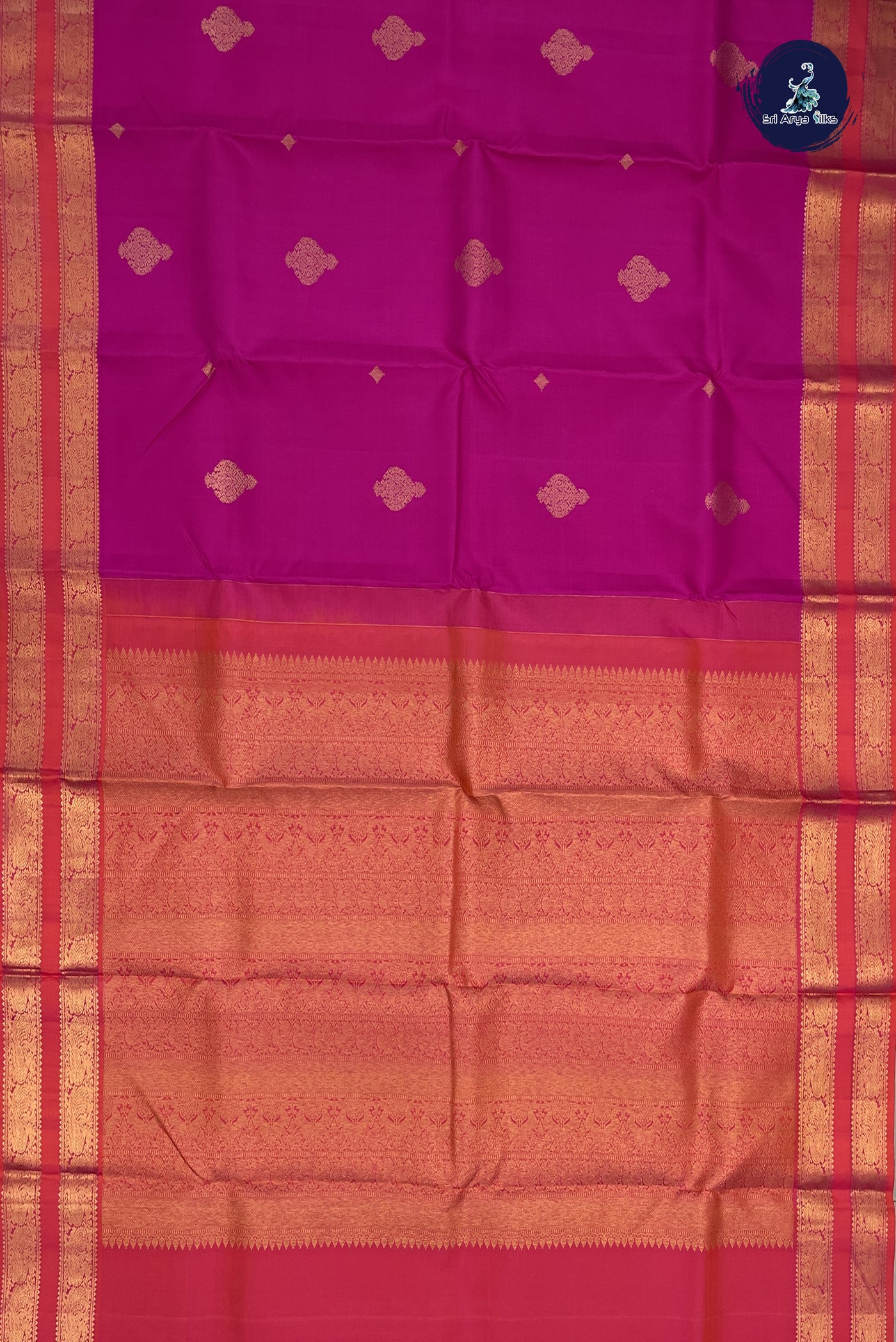 Magenta Pink Bridal Silk Saree With Zari Buttas Pattern