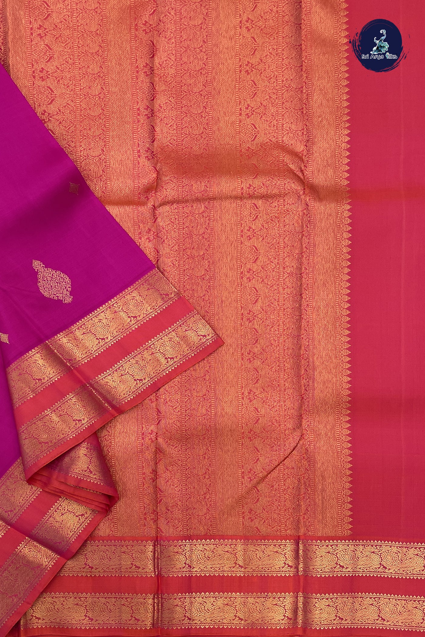 Magenta Pink Bridal Silk Saree With Zari Buttas Pattern