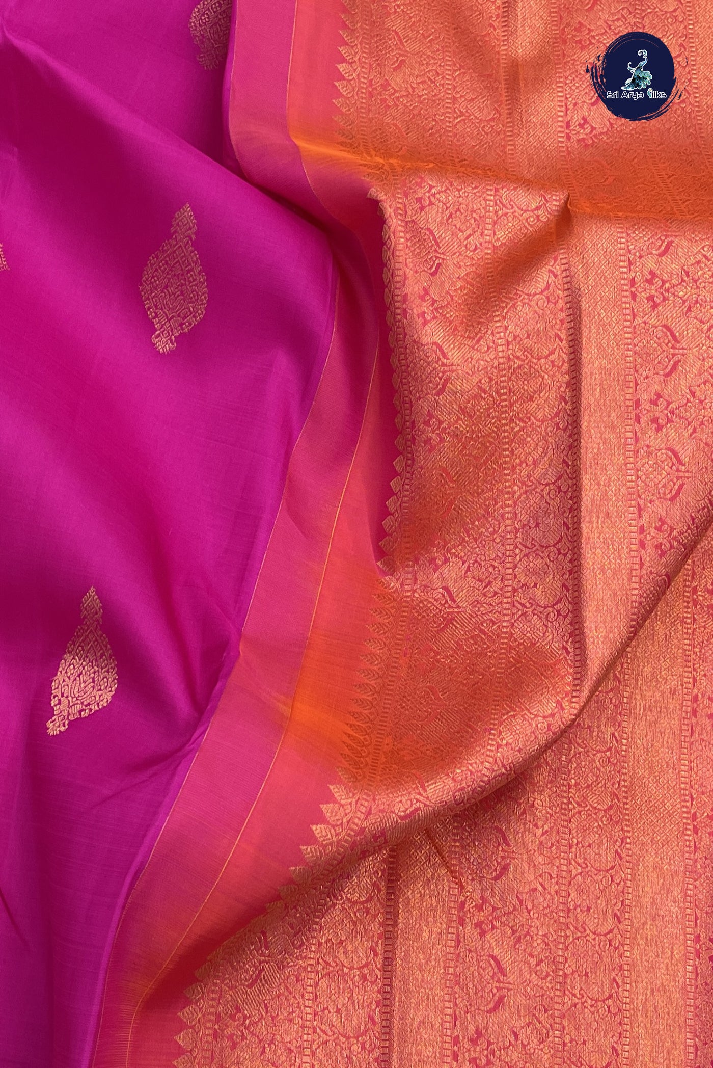 Magenta Pink Bridal Silk Saree With Zari Buttas Pattern