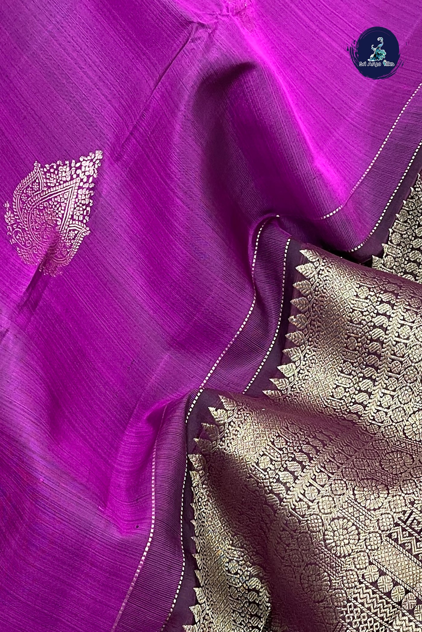 Jamun Bridal Silk Saree With Zari Buttas Pattern