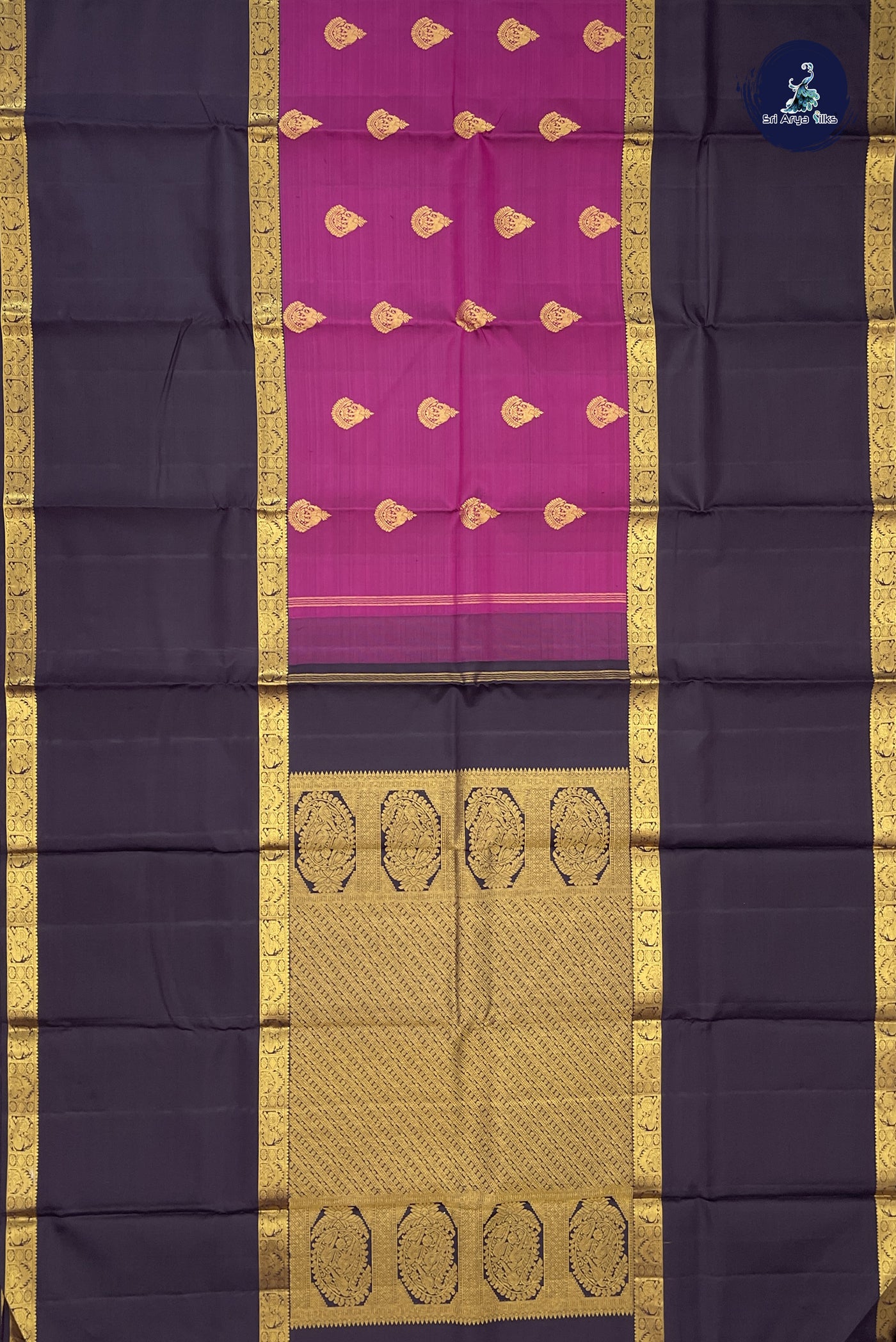 Magenta Pink Bridal Silk Saree With Muppagam / 3 Part Pattern