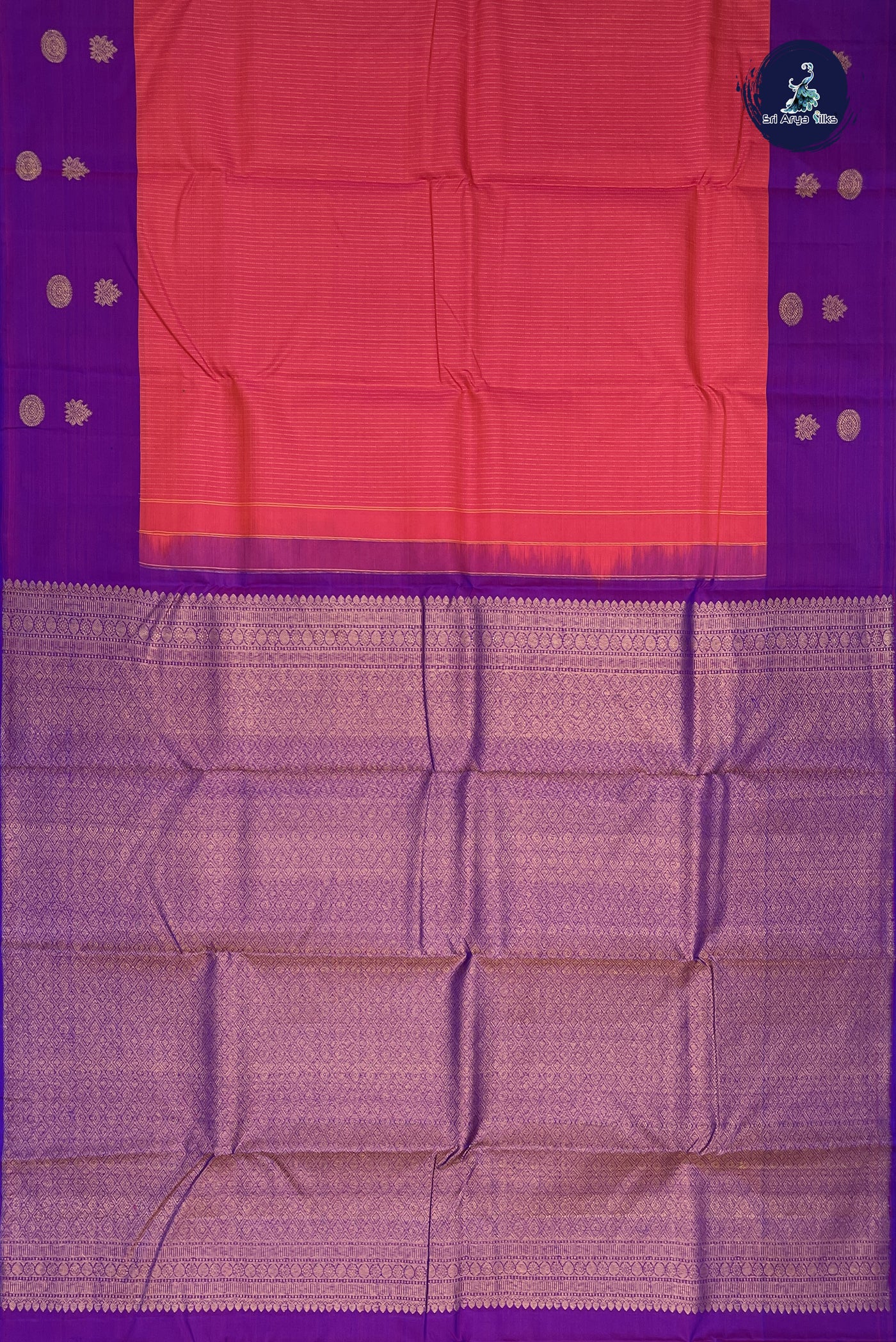 Dual Tone Pink Traditional  Bridal Silk Saree With Stripes Pattern