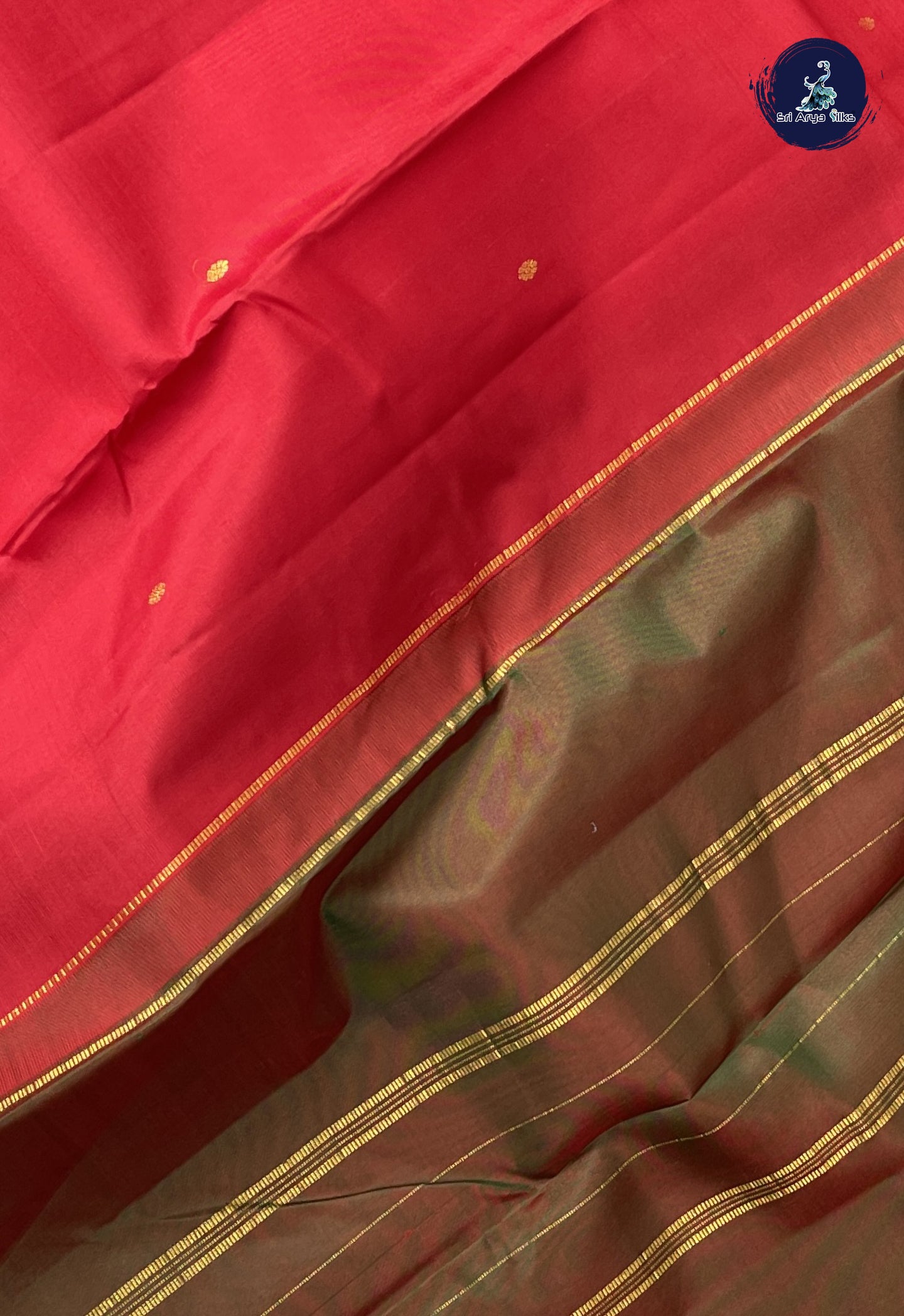 Red Light Weight Silk Saree With Zari Buttas Pattern