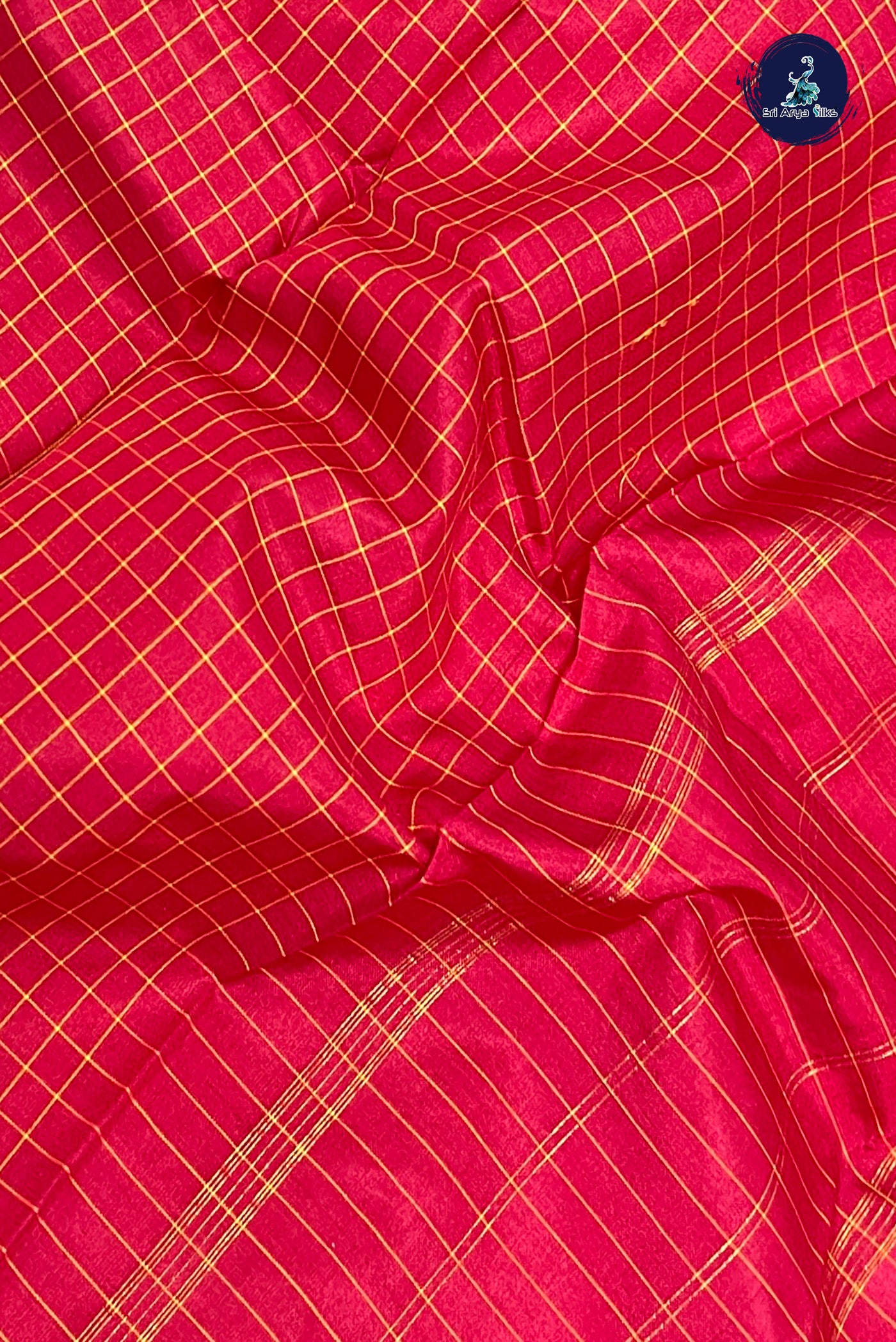 Maroon Light Weight Silk Saree With Checked Pattern