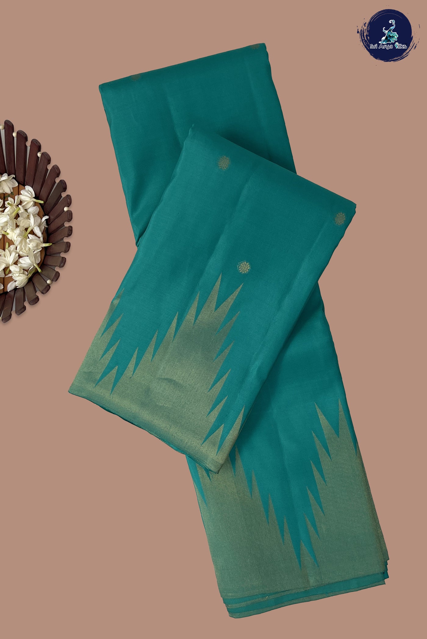 Turquoise Traditional Silk Saree With Zari Buttas Pattern