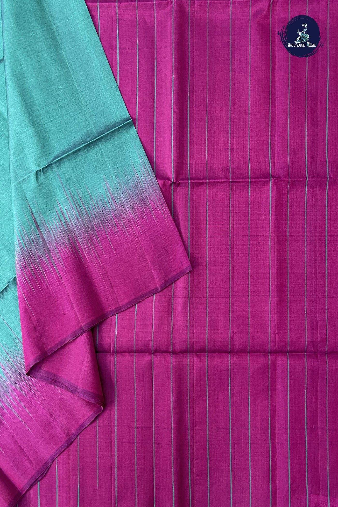 Teal Blue Soft Silk Saree With Plain Pattern