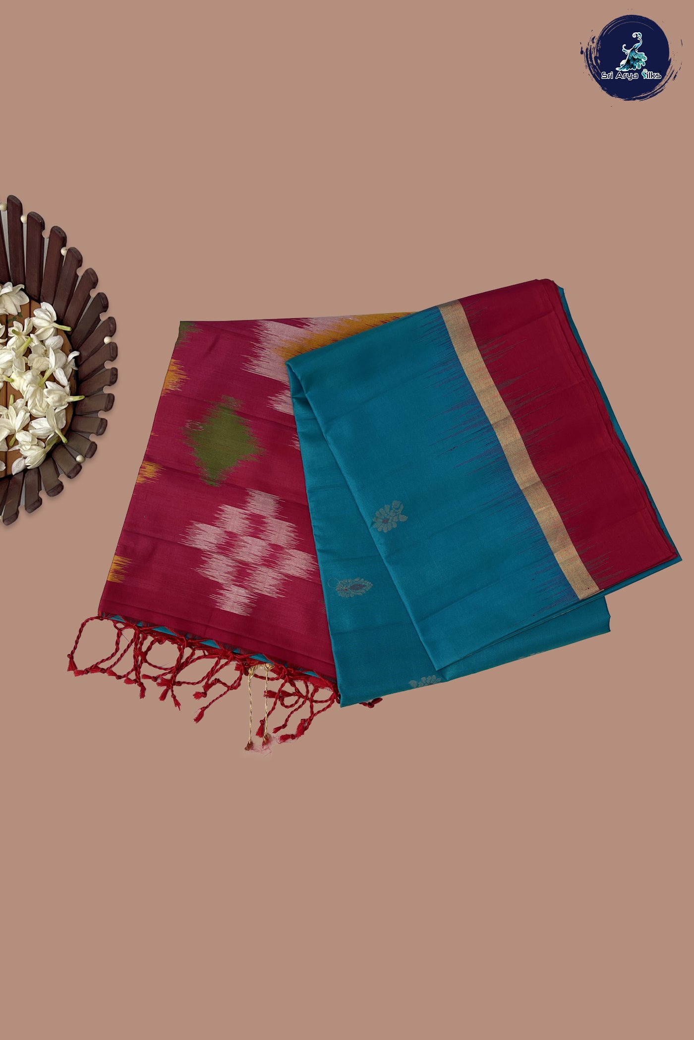 Dual Tone Blue Soft Silk Saree With Zari Buttas Pattern