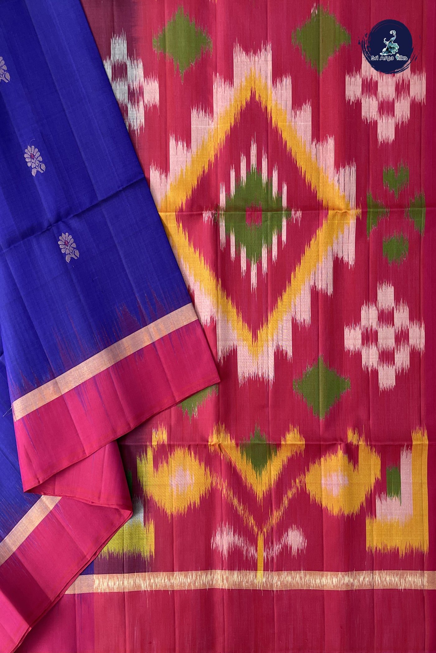 Ink Blue Soft Silk Saree With Zari Buttas Pattern