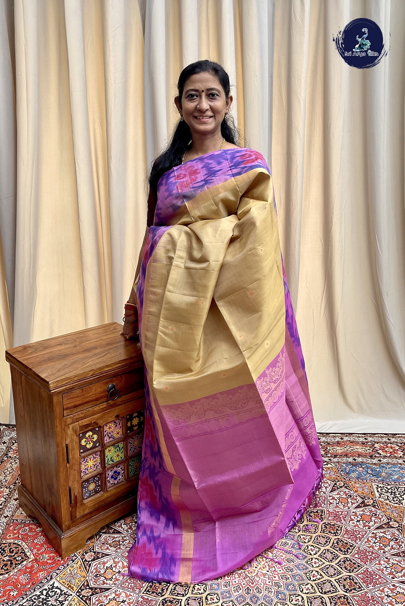 Creamish Yellow Soft Silk Saree With Zari Buttas Pattern
