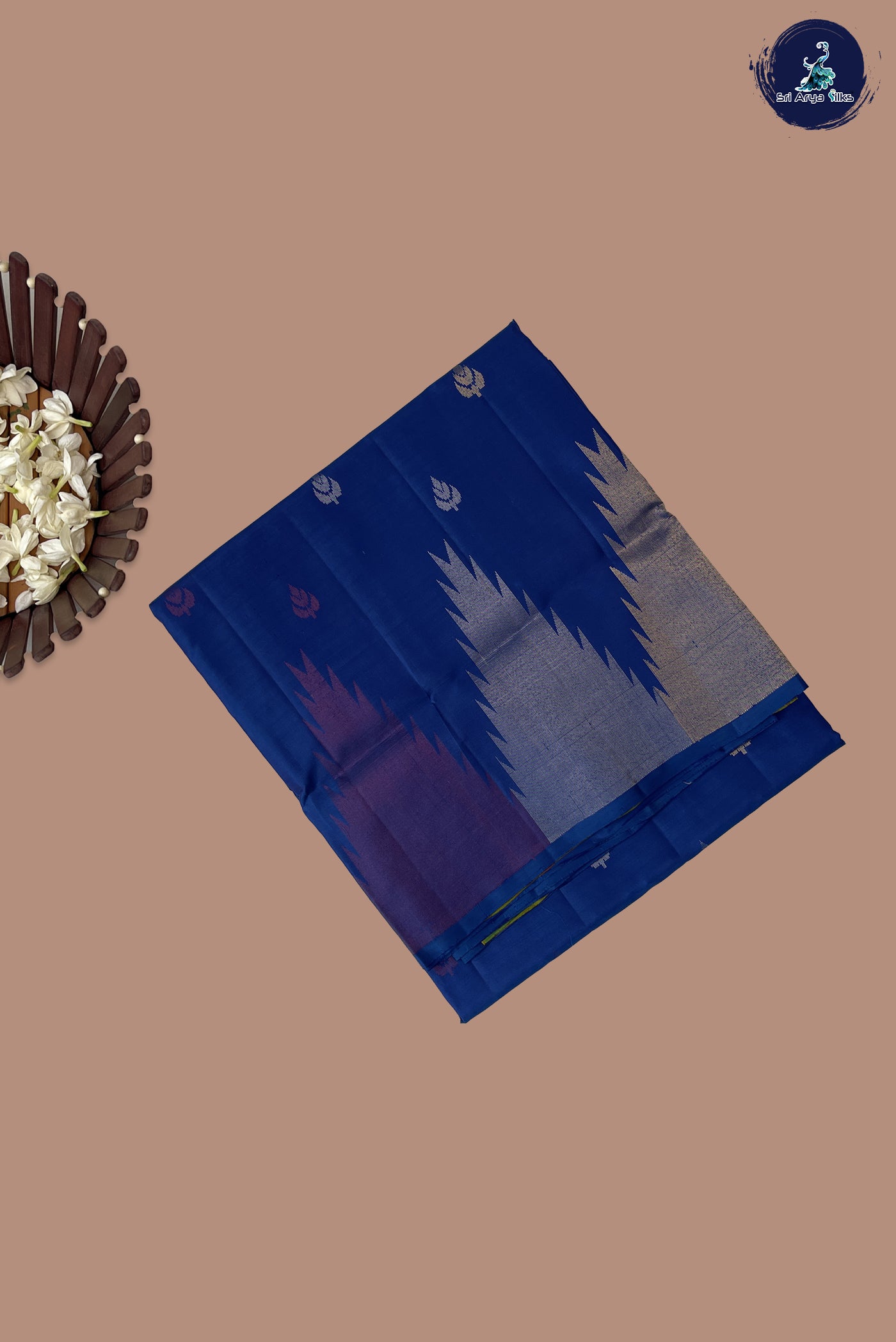 Dark Blue Soft Silk Saree With Zari Buttas Pattern